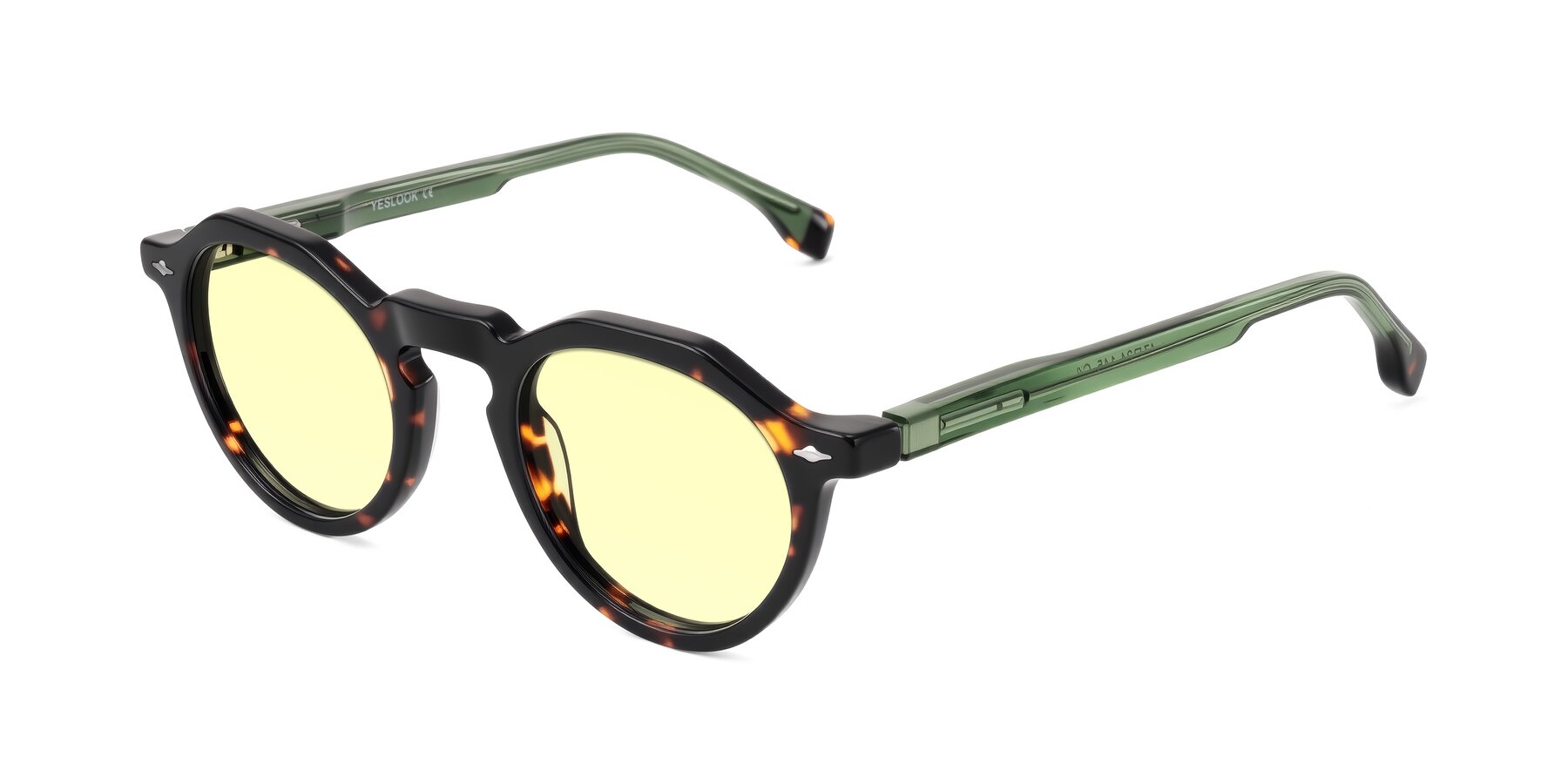 Angle of Orta in Tortoise/Green with Light Yellow Tinted Lenses
