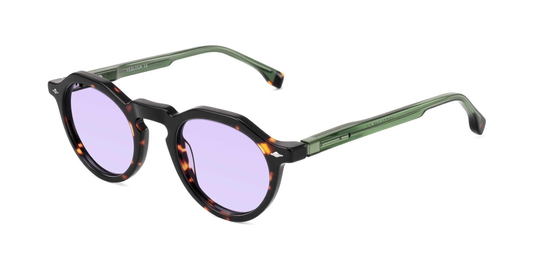Angle of Orta in Tortoise/Green with Light Purple Tinted Lenses