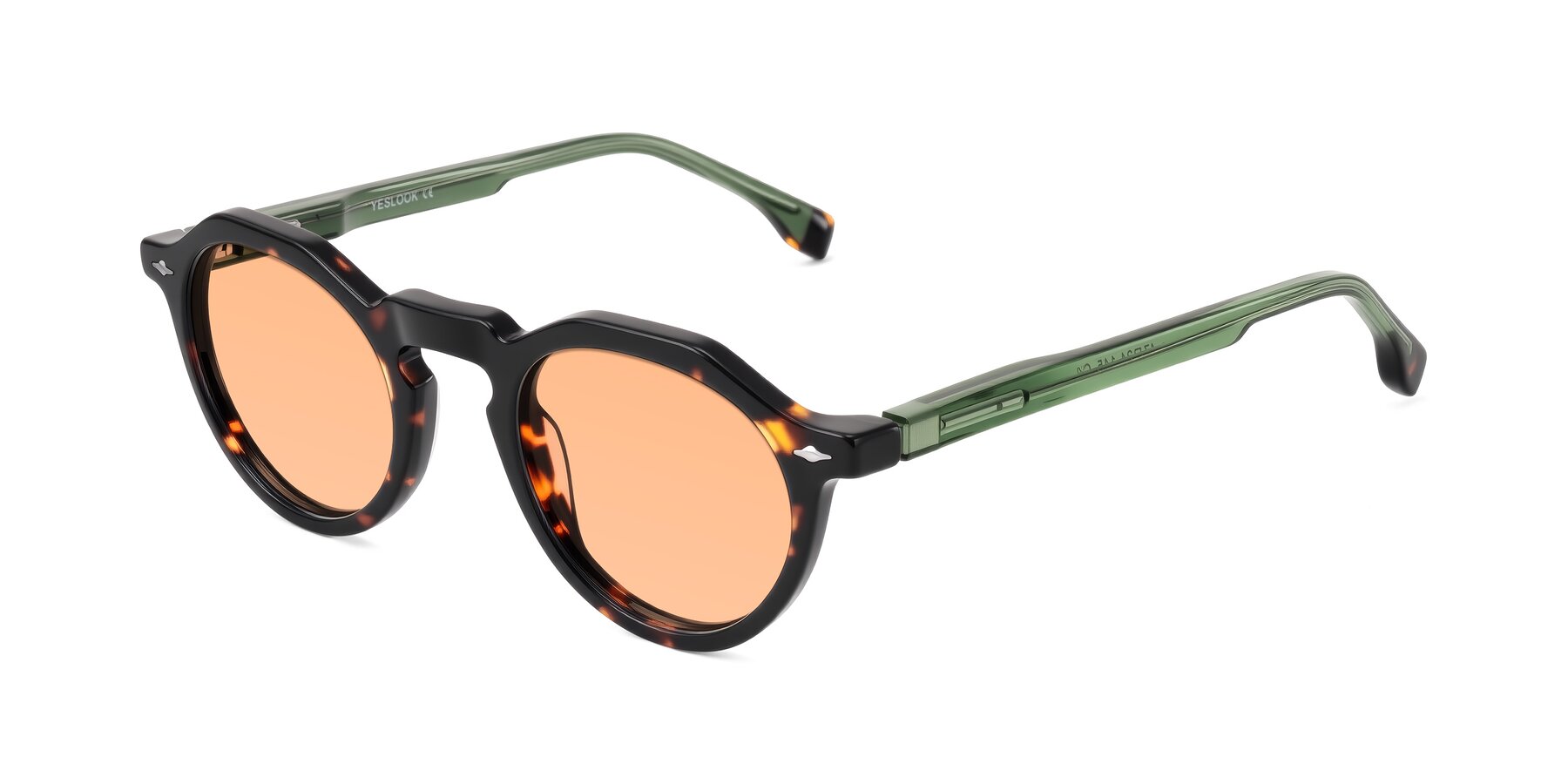 Angle of Orta in Tortoise/Green with Light Orange Tinted Lenses