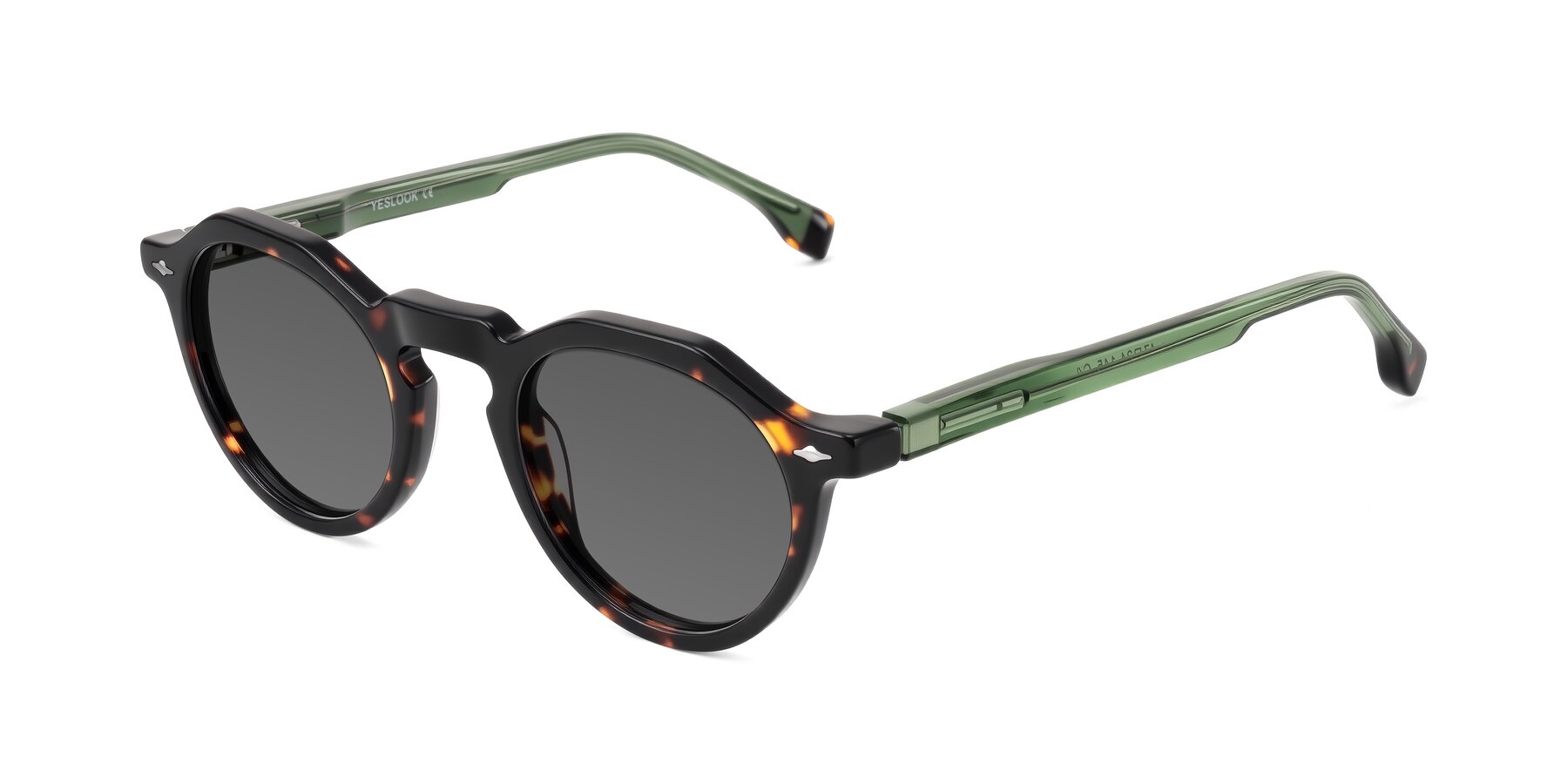 Angle of Orta in Tortoise/Green with Medium Gray Tinted Lenses