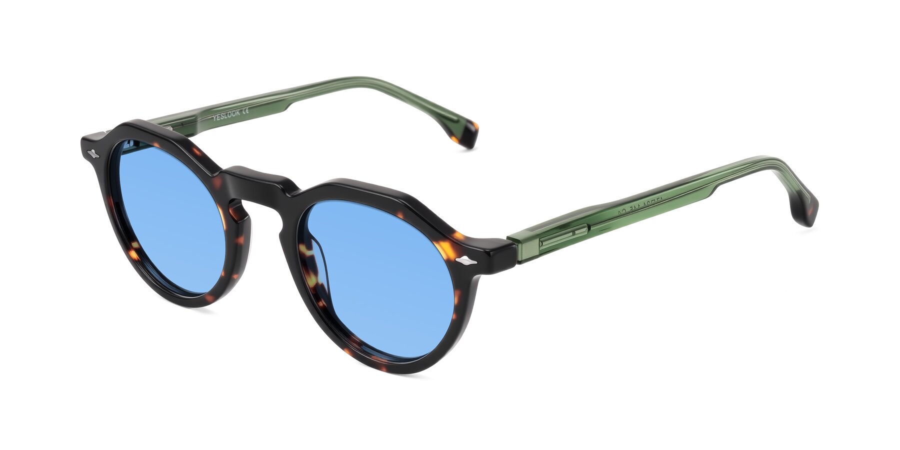 Angle of Orta in Tortoise/Green with Medium Blue Tinted Lenses
