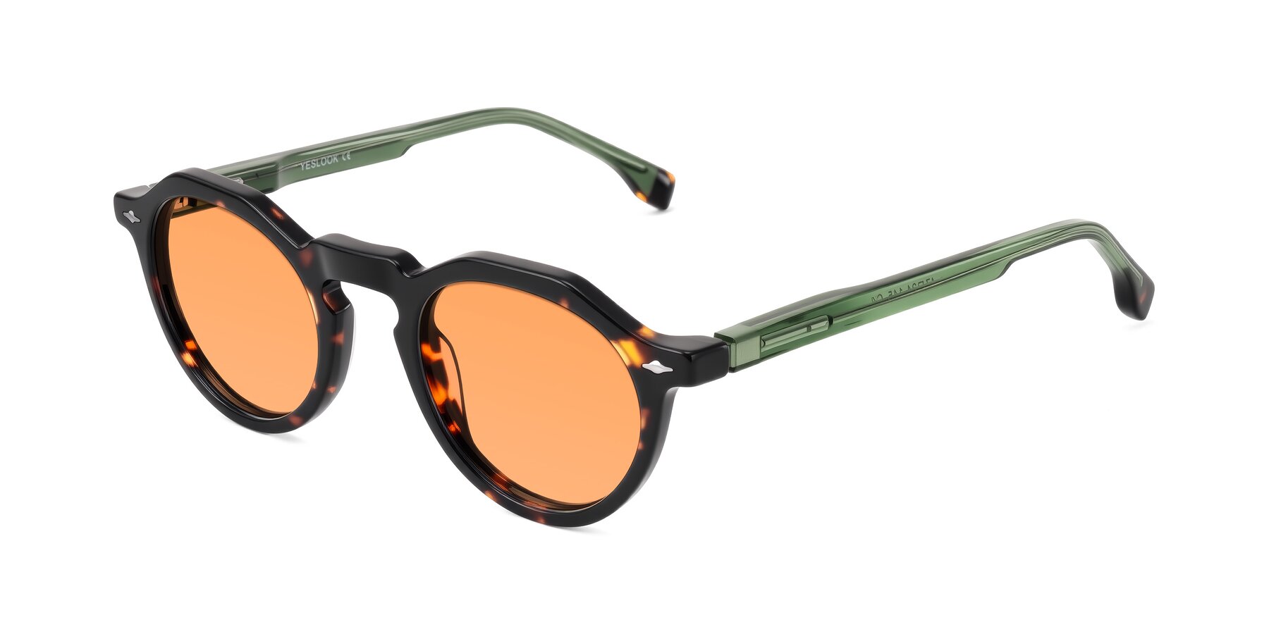 Angle of Orta in Tortoise/Green with Medium Orange Tinted Lenses
