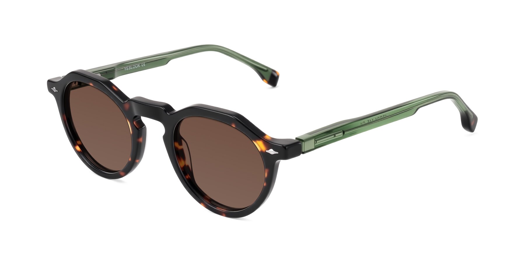 Angle of Orta in Tortoise/Green with Brown Tinted Lenses