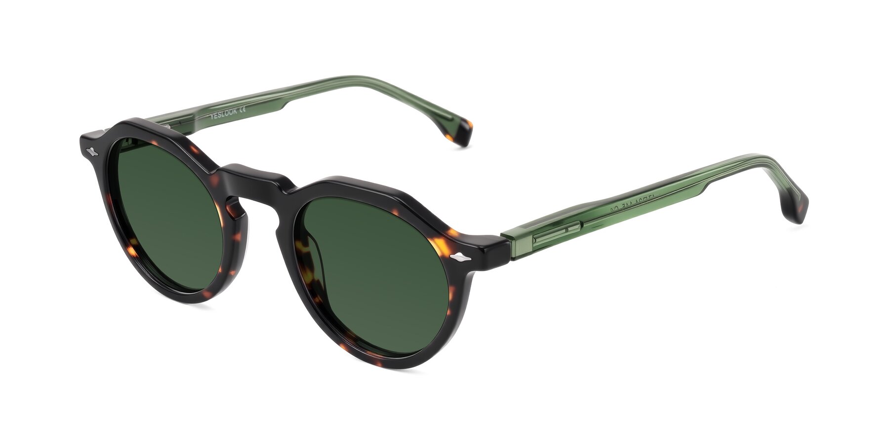 Angle of Orta in Tortoise/Green with Green Tinted Lenses