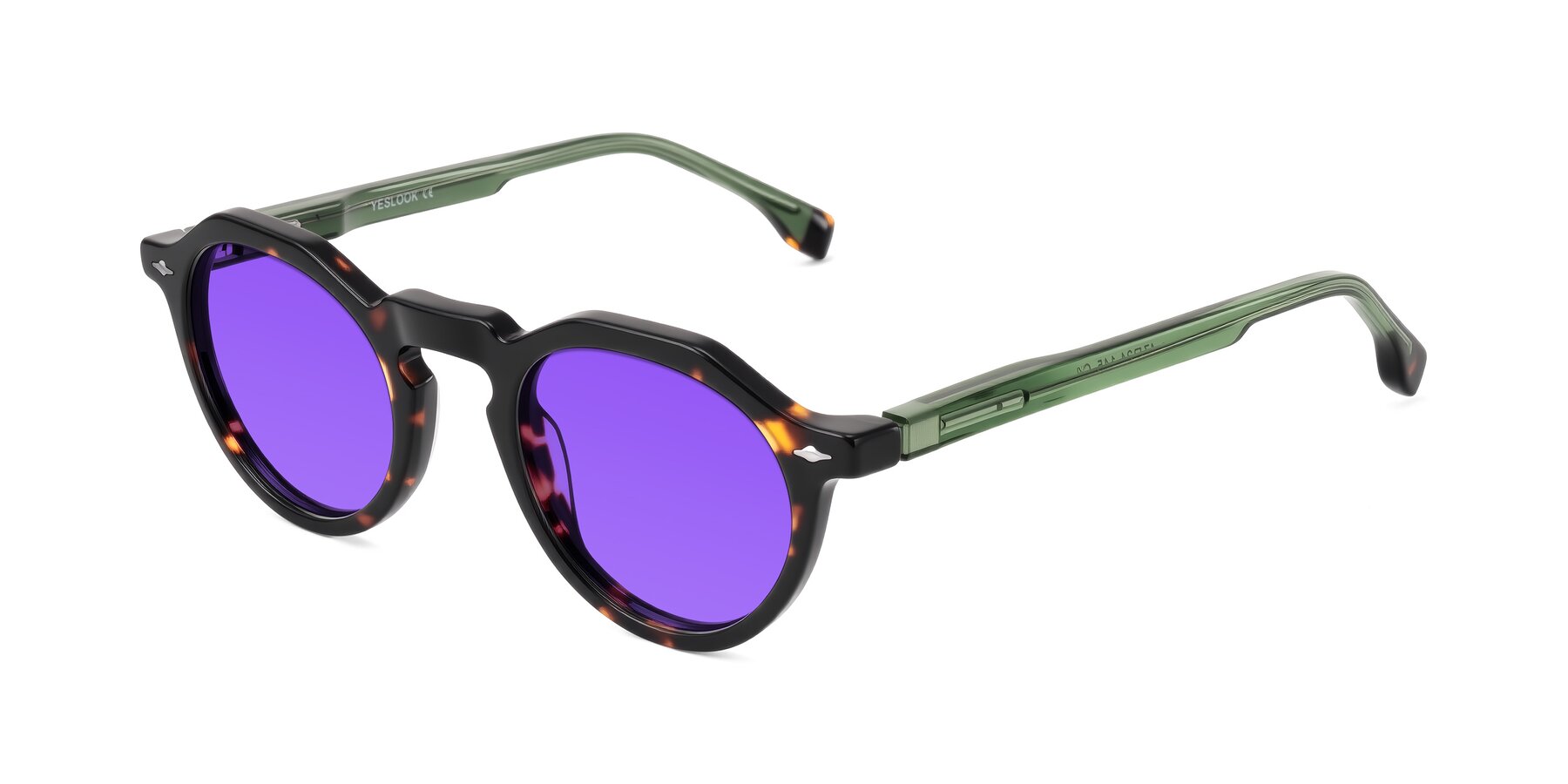 Angle of Orta in Tortoise/Green with Purple Tinted Lenses
