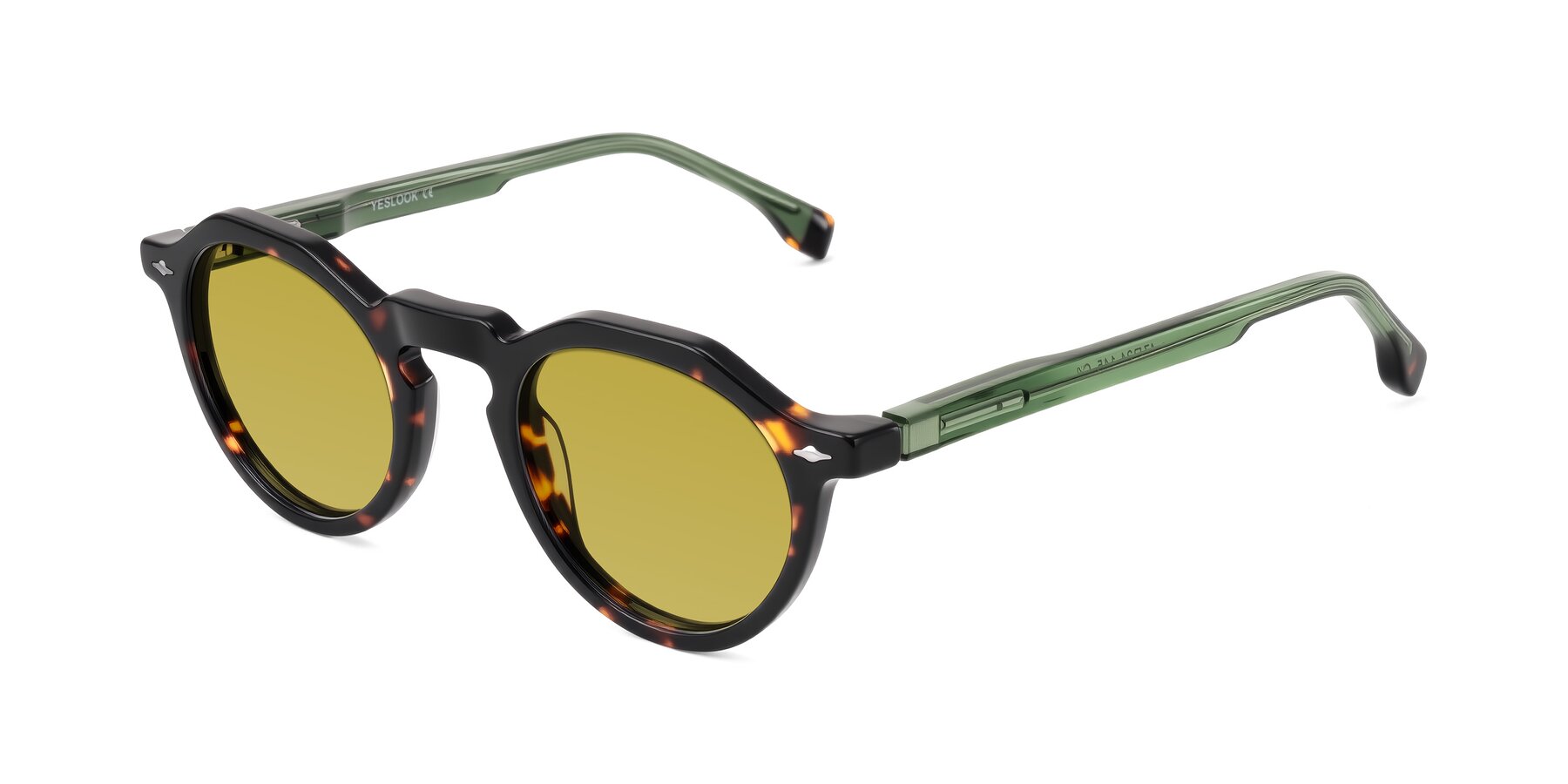 Angle of Orta in Tortoise/Green with Champagne Tinted Lenses