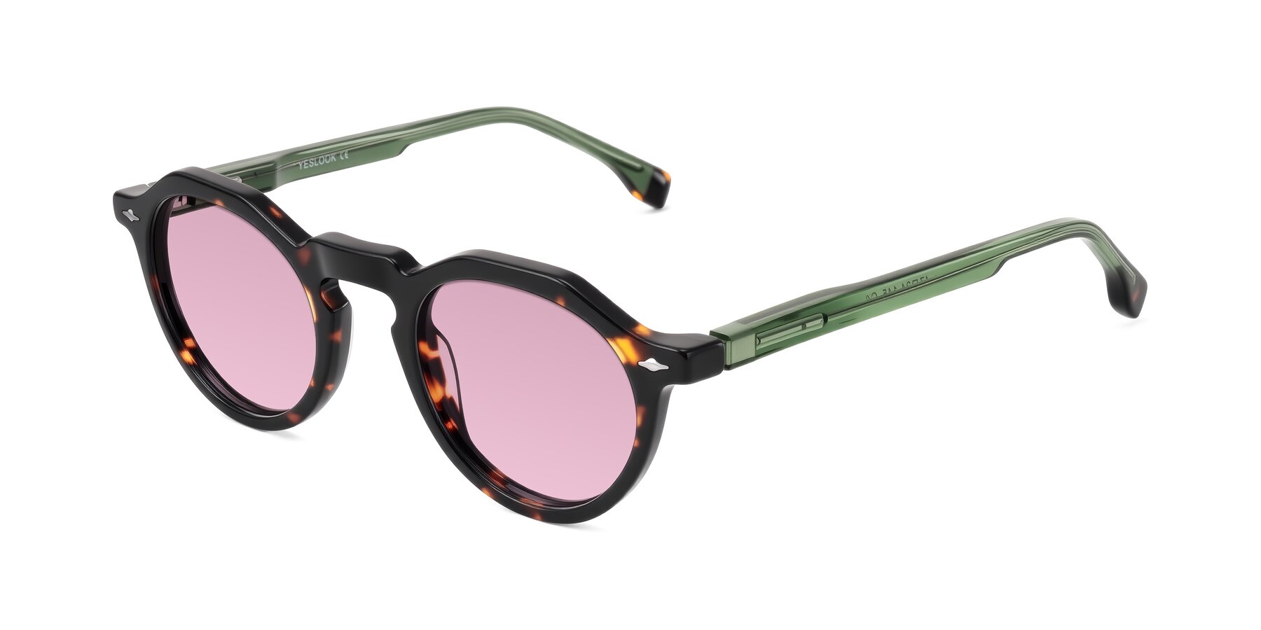 Angle of Orta in Tortoise/Green with Light Wine Tinted Lenses