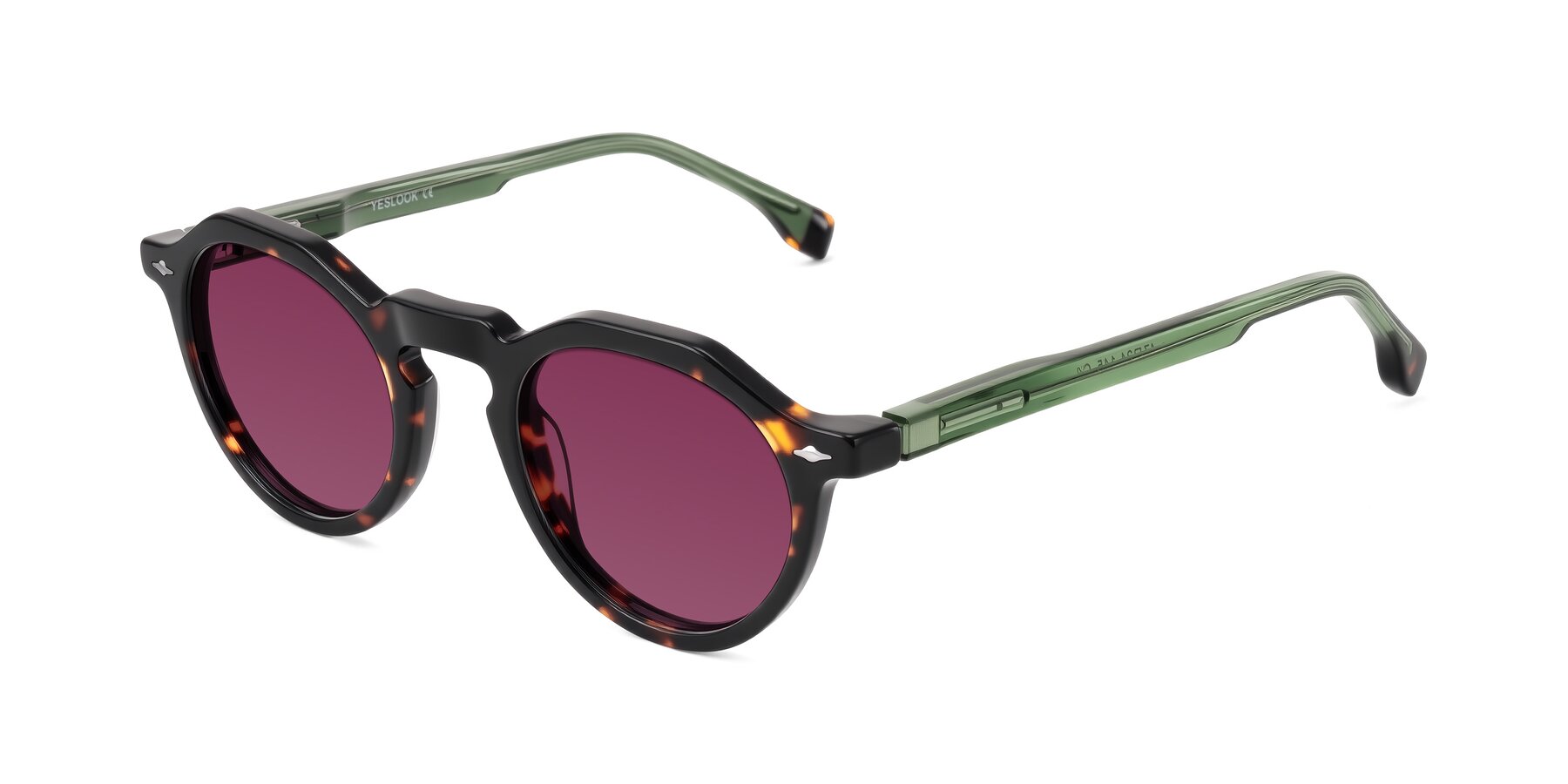 Angle of Orta in Tortoise/Green with Wine Tinted Lenses