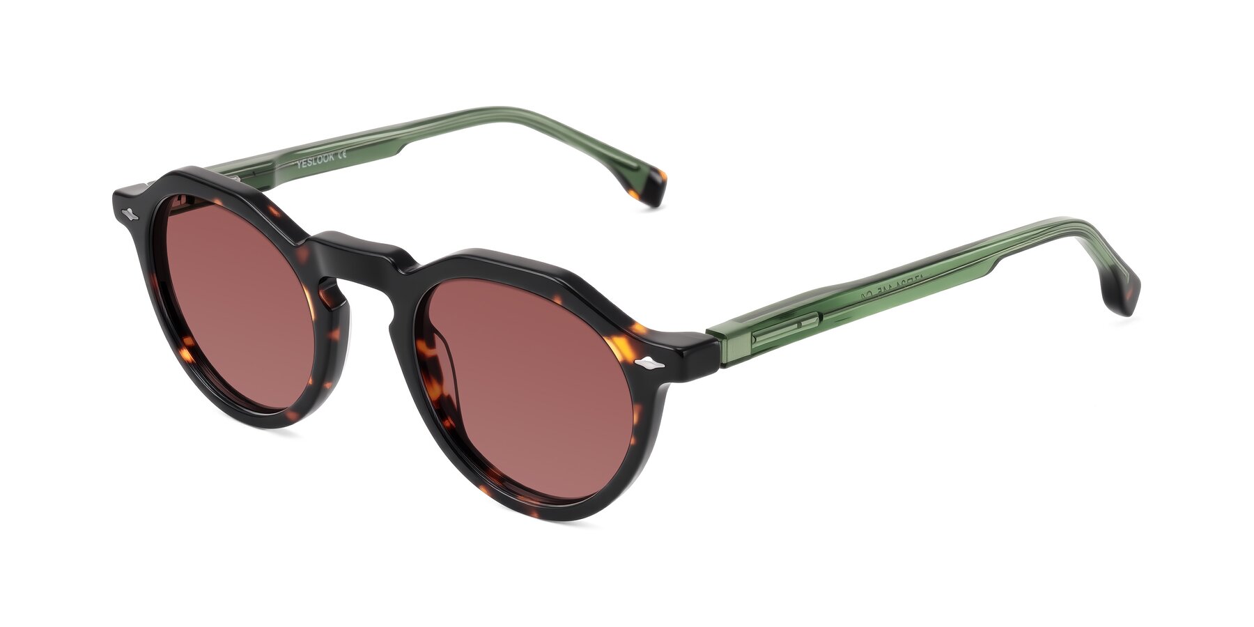 Angle of Orta in Tortoise/Green with Garnet Tinted Lenses