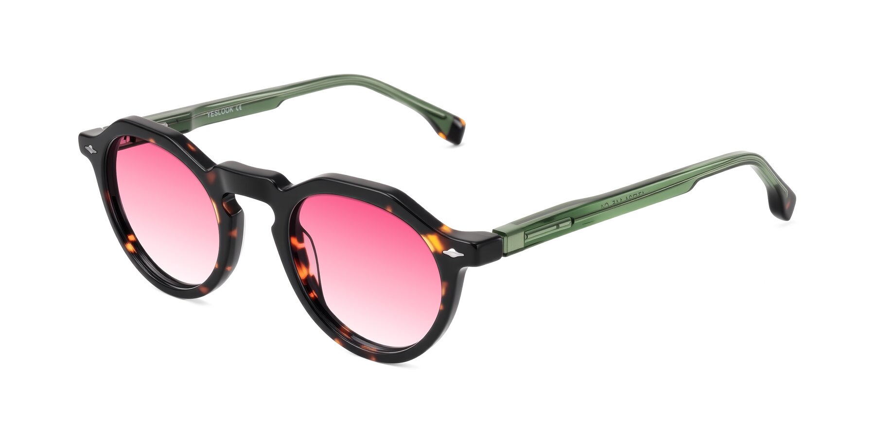 Angle of Orta in Tortoise/Green with Pink Gradient Lenses