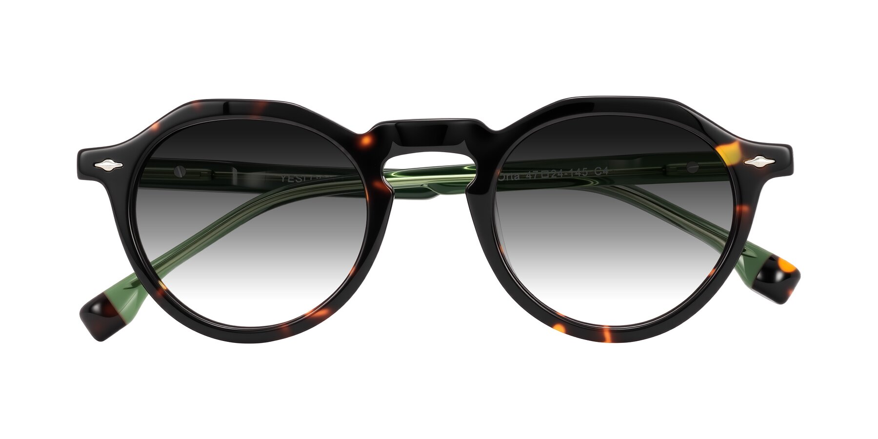 Folded Front of Orta in Tortoise/Green with Gray Gradient Lenses