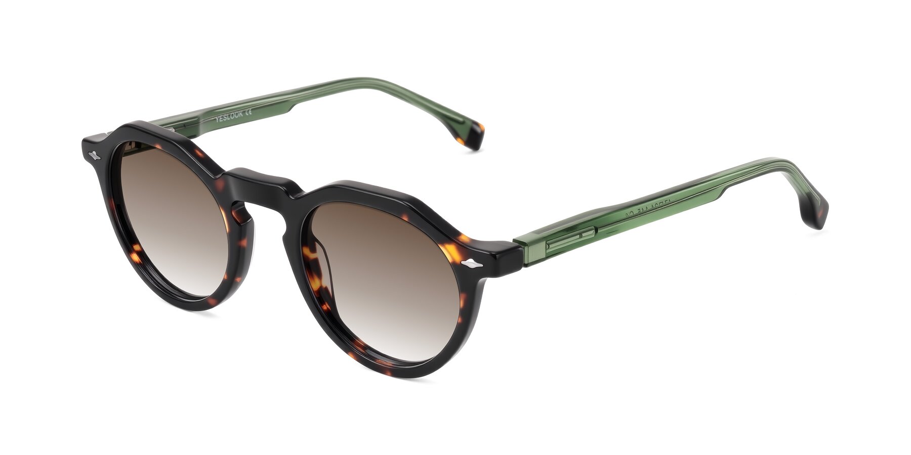 Angle of Orta in Tortoise/Green with Brown Gradient Lenses