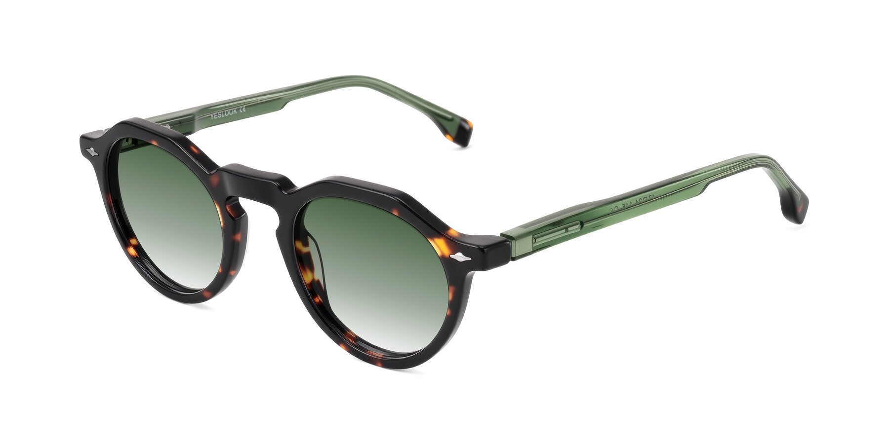 Angle of Orta in Tortoise/Green with Green Gradient Lenses