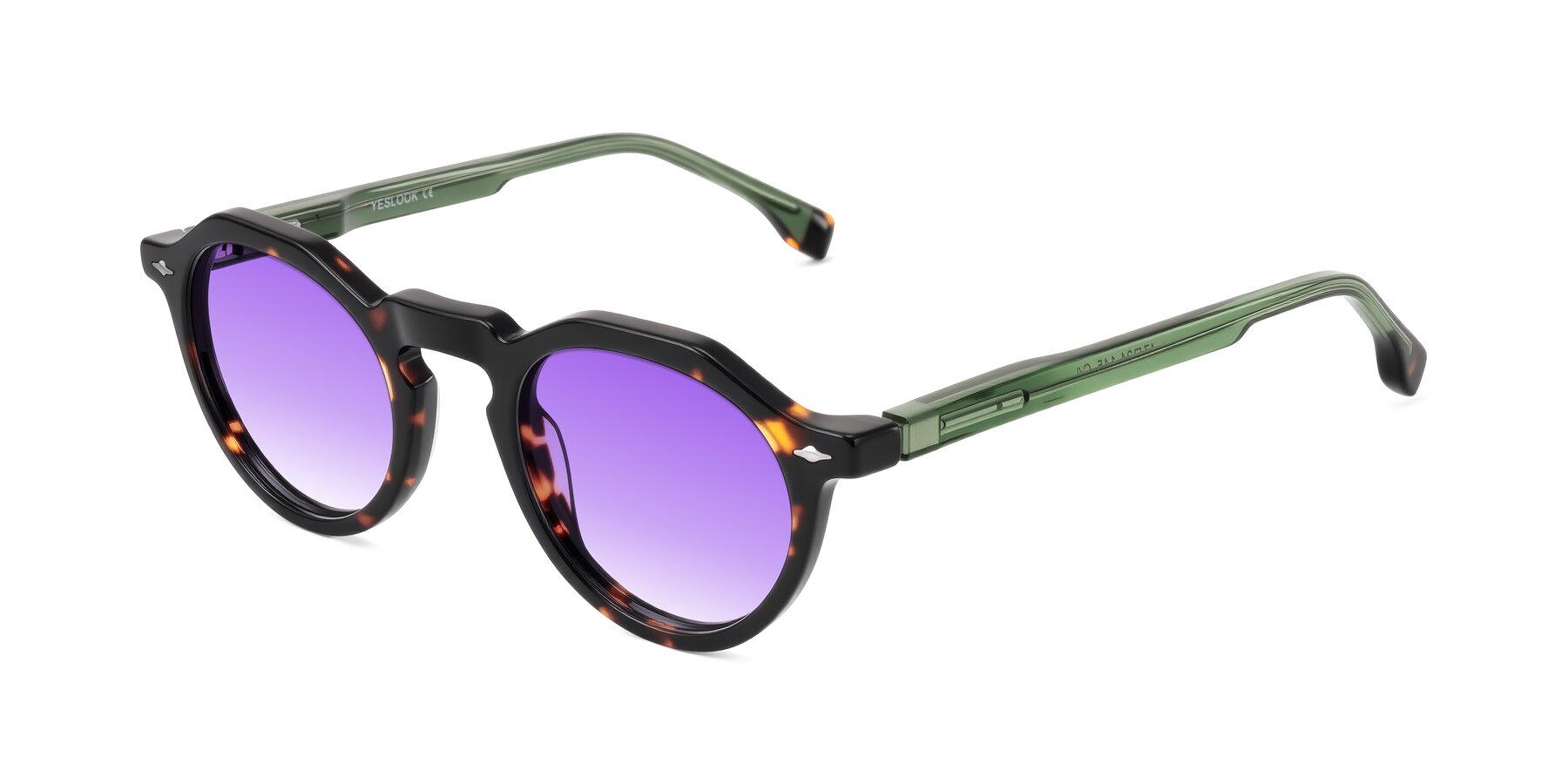Angle of Orta in Tortoise/Green with Purple Gradient Lenses