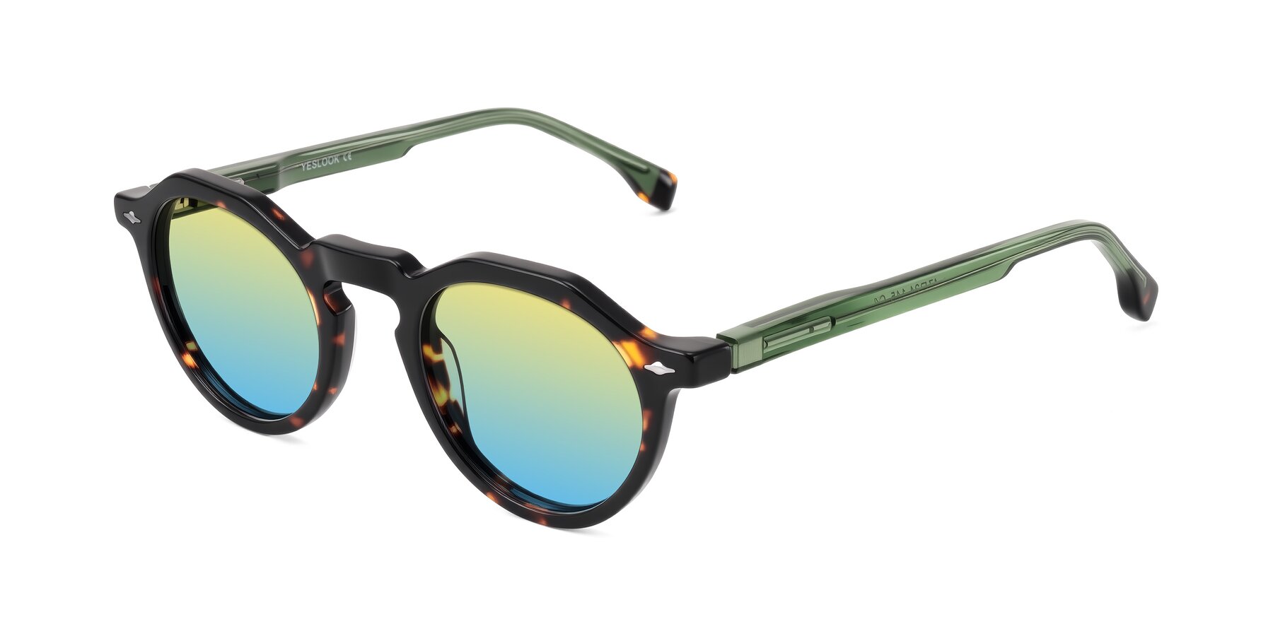 Angle of Orta in Tortoise/Green with Yellow / Blue Gradient Lenses