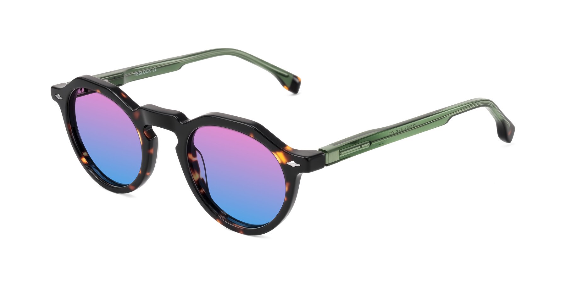 Angle of Orta in Tortoise/Green with Pink / Blue Gradient Lenses