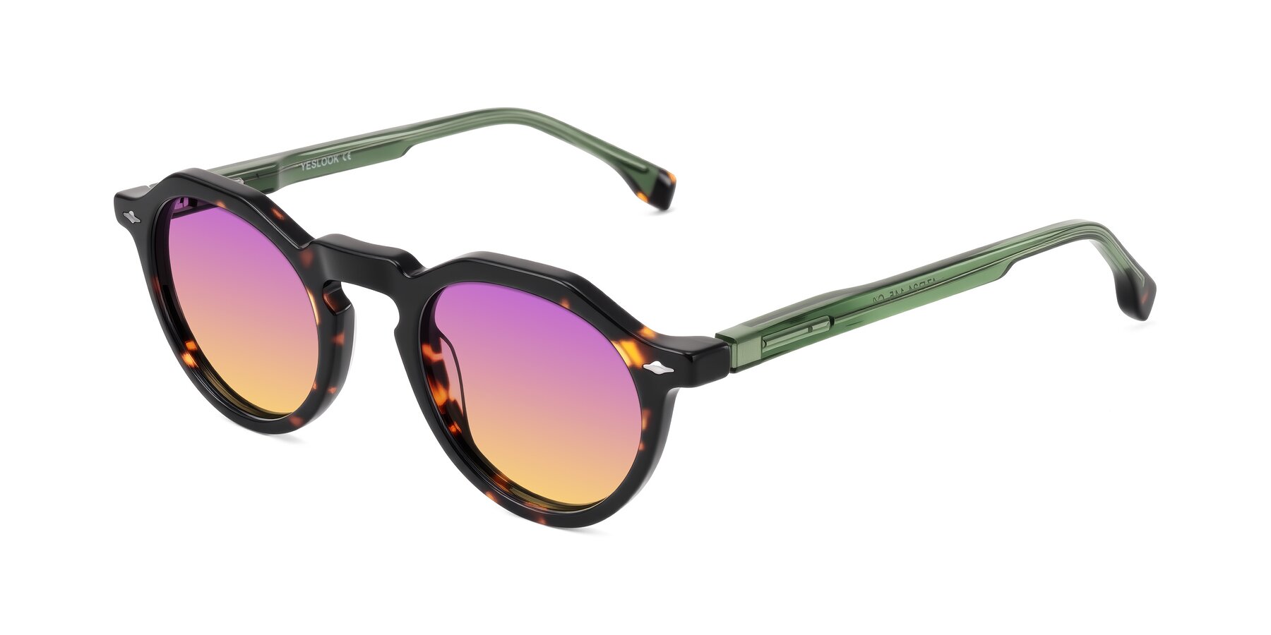 Angle of Orta in Tortoise/Green with Purple / Yellow Gradient Lenses