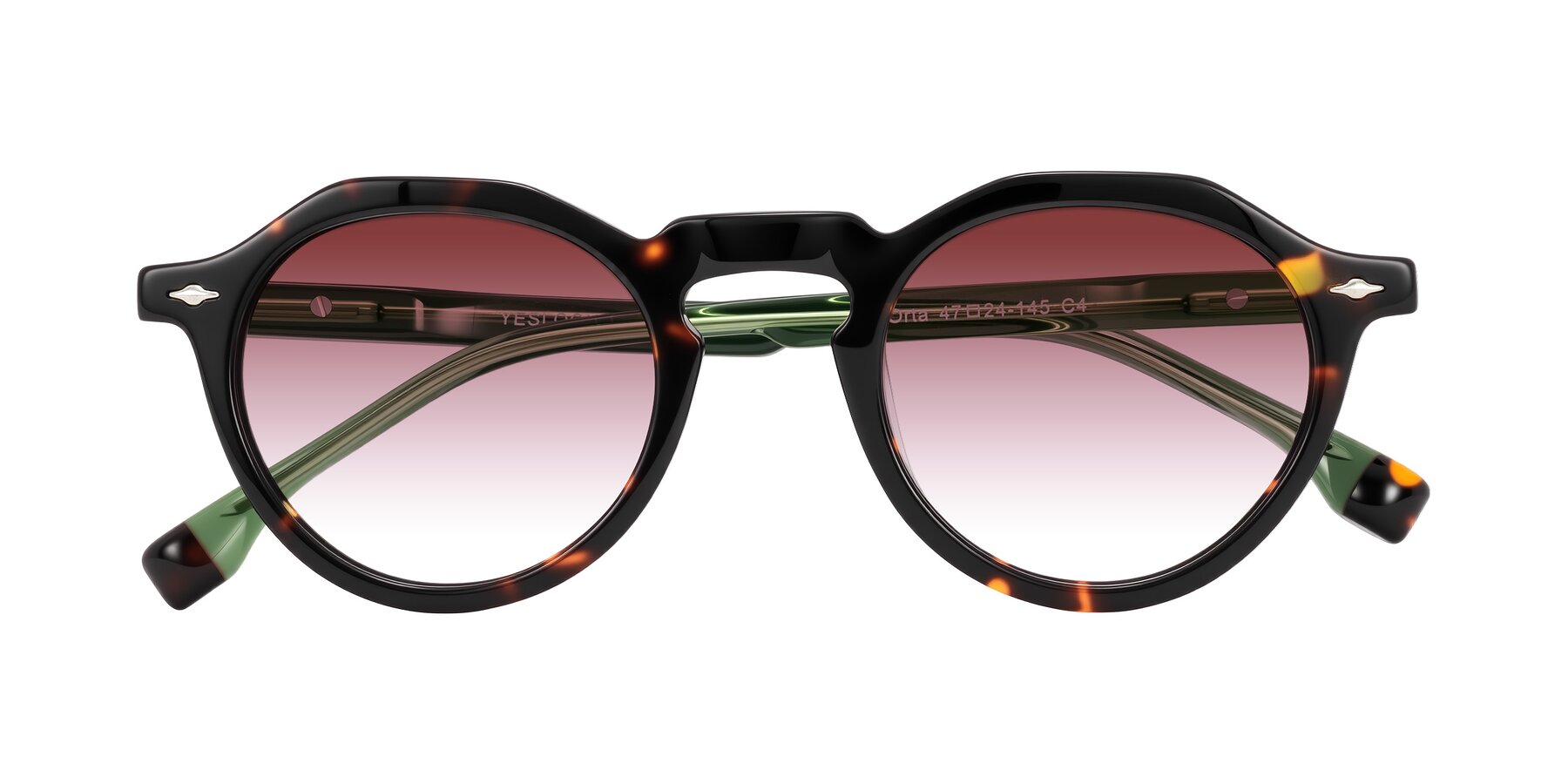 Folded Front of Orta in Tortoise/Green with Garnet Gradient Lenses