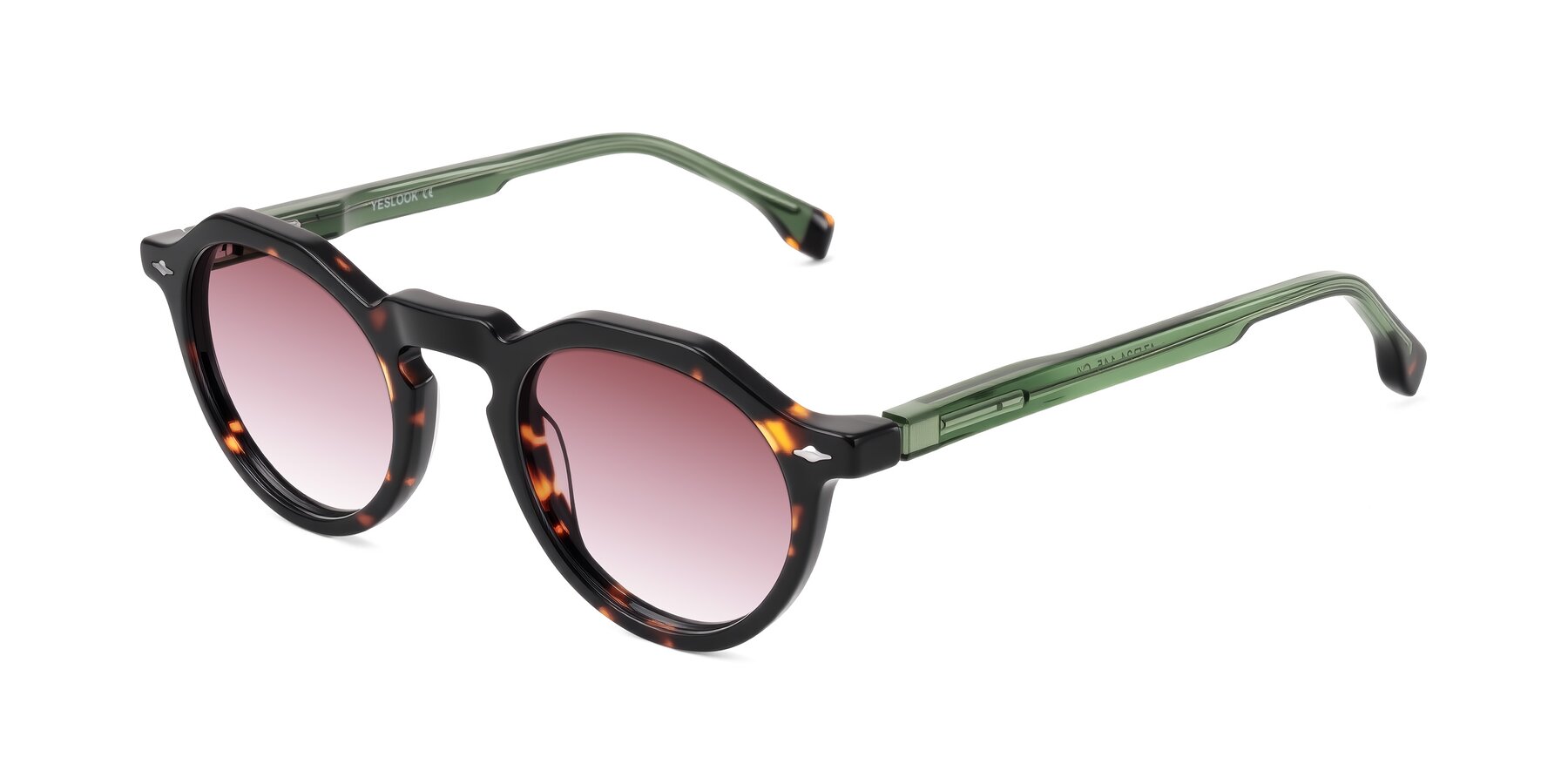 Angle of Orta in Tortoise/Green with Garnet Gradient Lenses