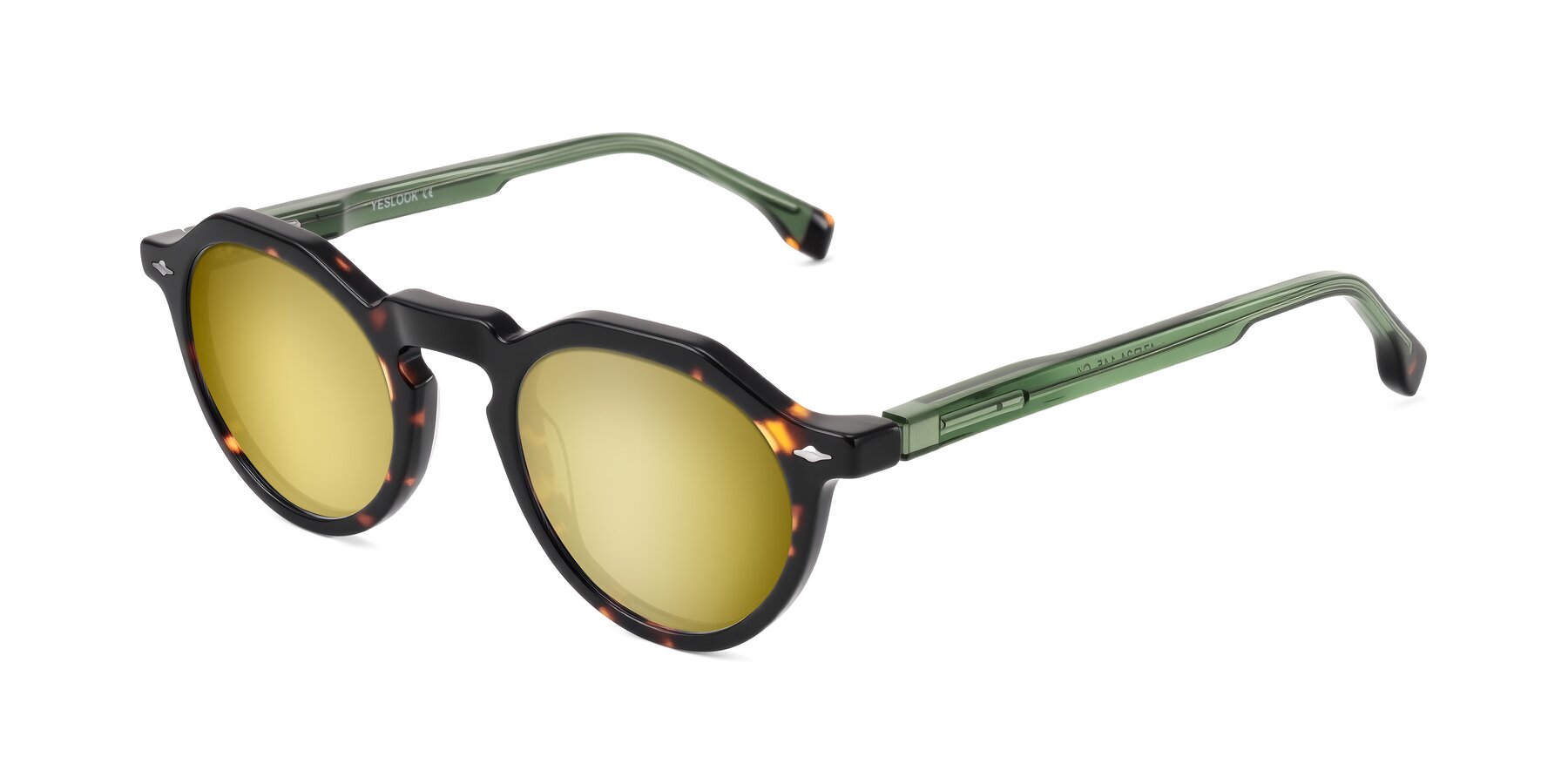 Angle of Orta in Tortoise/Green with Gold Mirrored Lenses