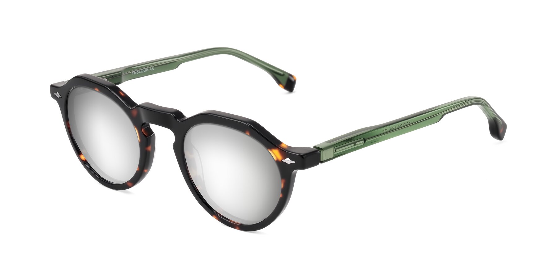 Angle of Orta in Tortoise/Green with Silver Mirrored Lenses
