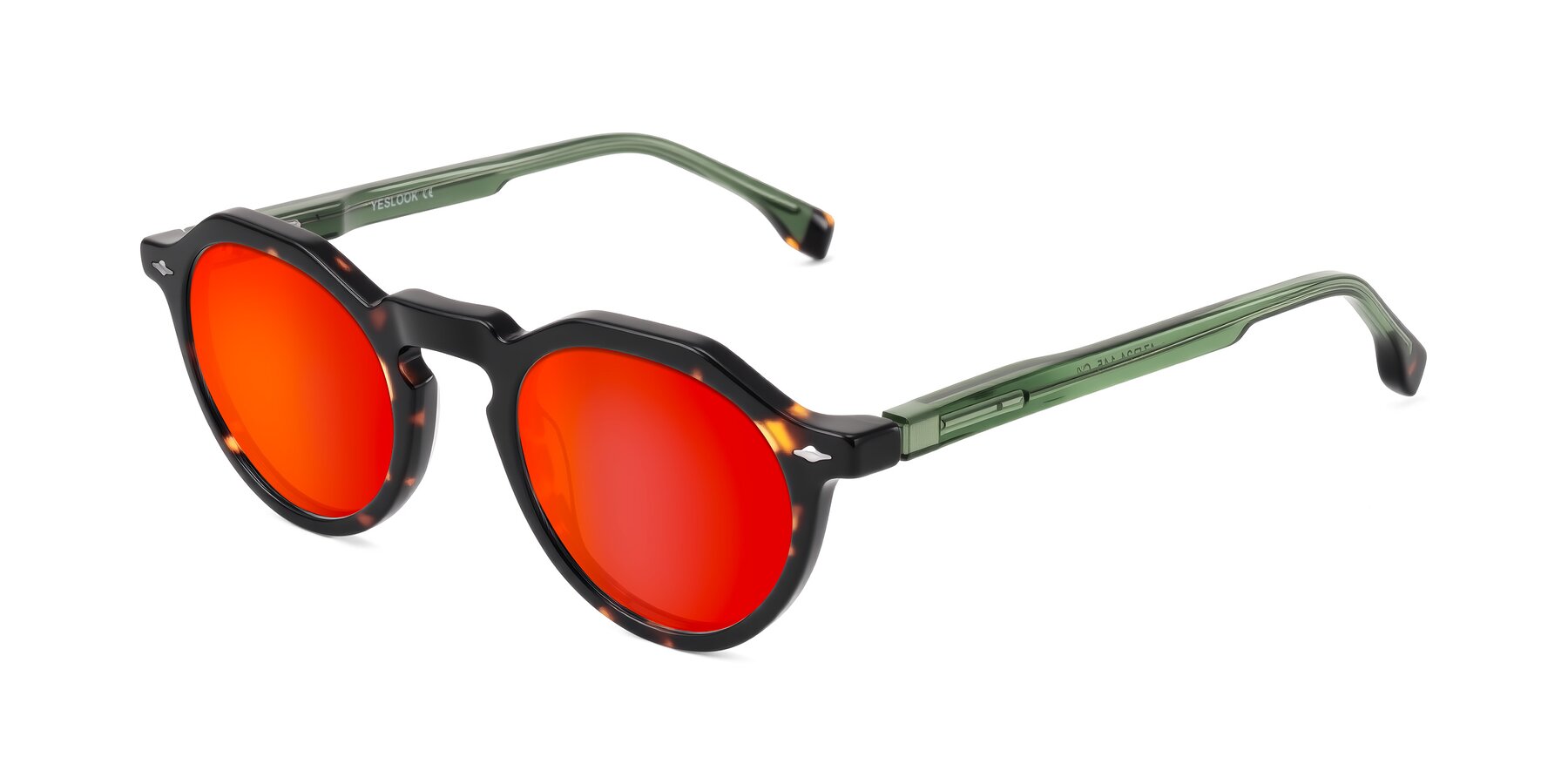 Angle of Orta in Tortoise/Green with Red Gold Mirrored Lenses