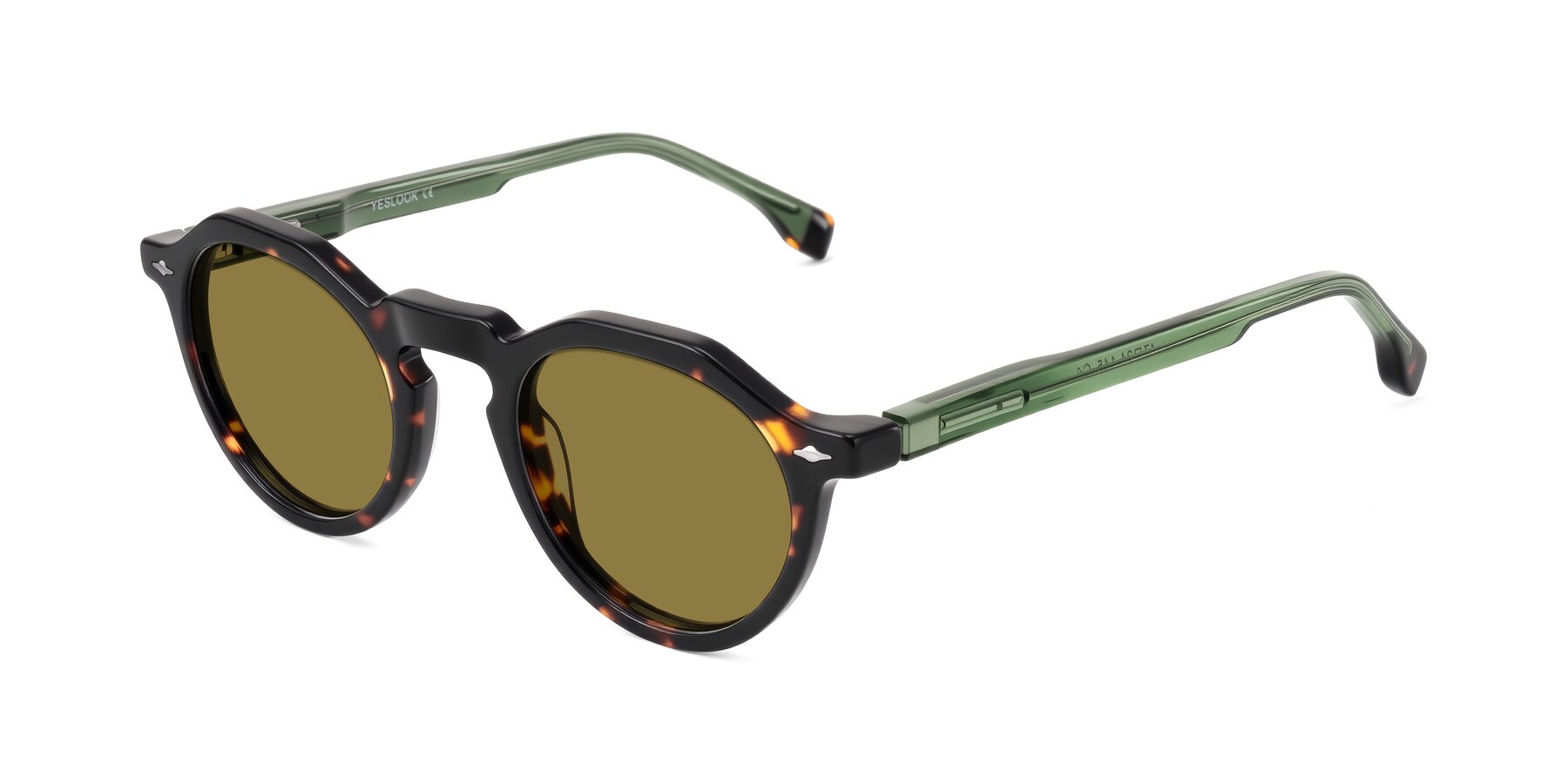 Angle of Orta in Tortoise/Green with Brown Polarized Lenses