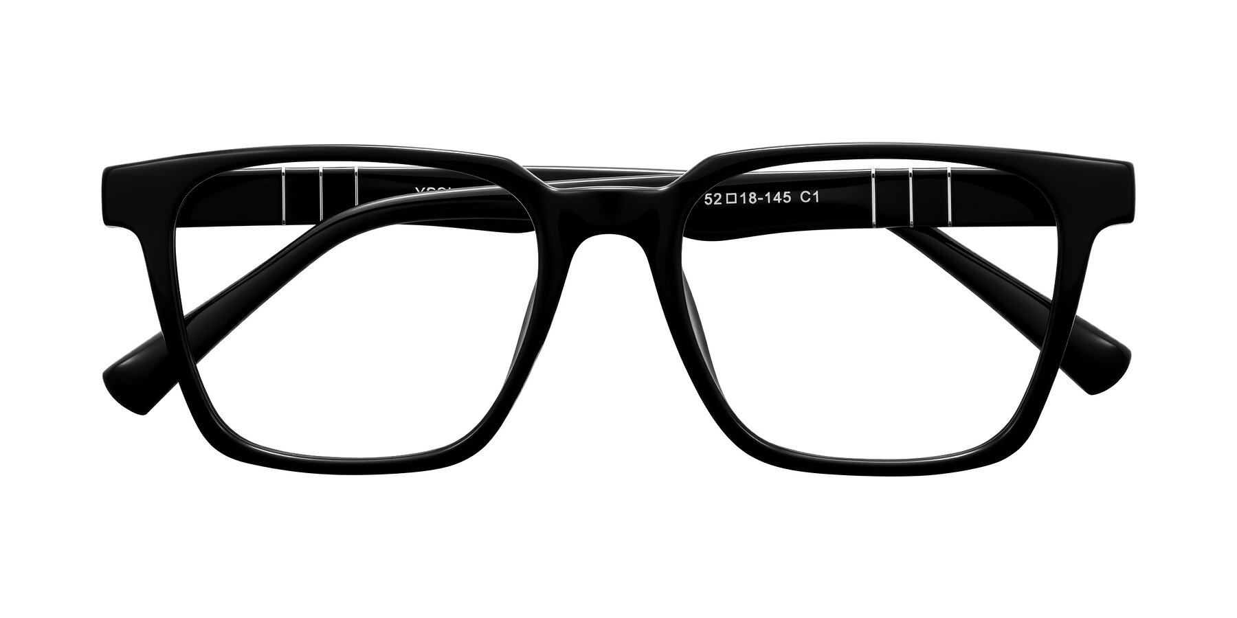 Folded Front of Doelum in Black with Clear Reading Eyeglass Lenses