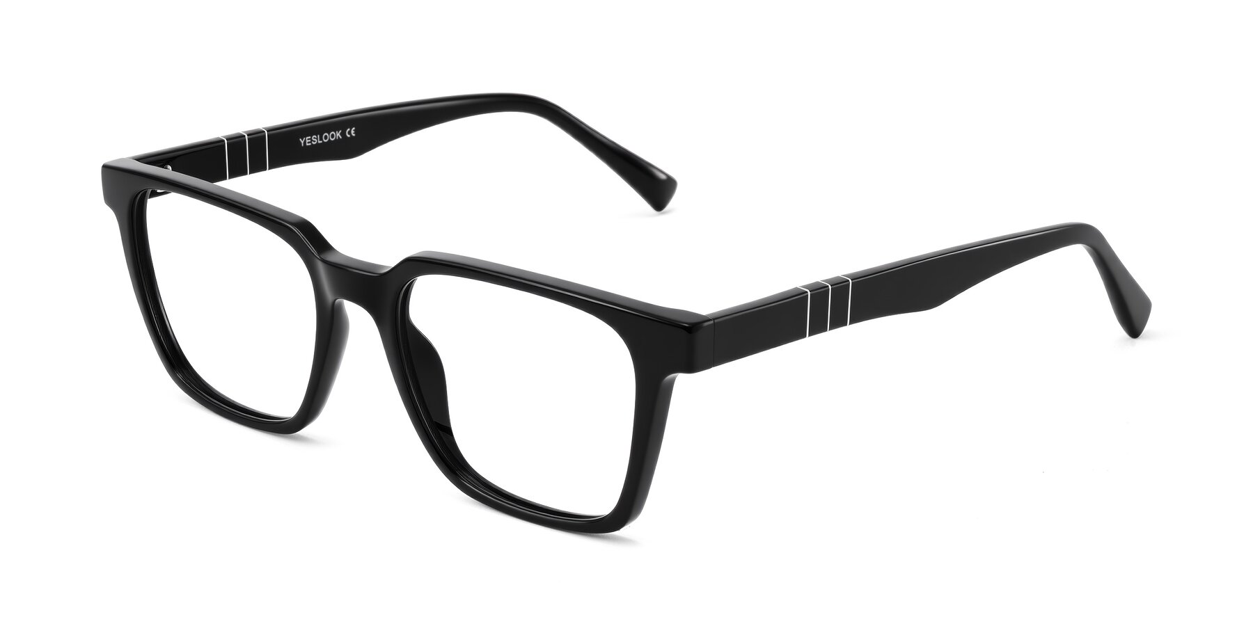 Angle of Doelum in Black with Clear Reading Eyeglass Lenses