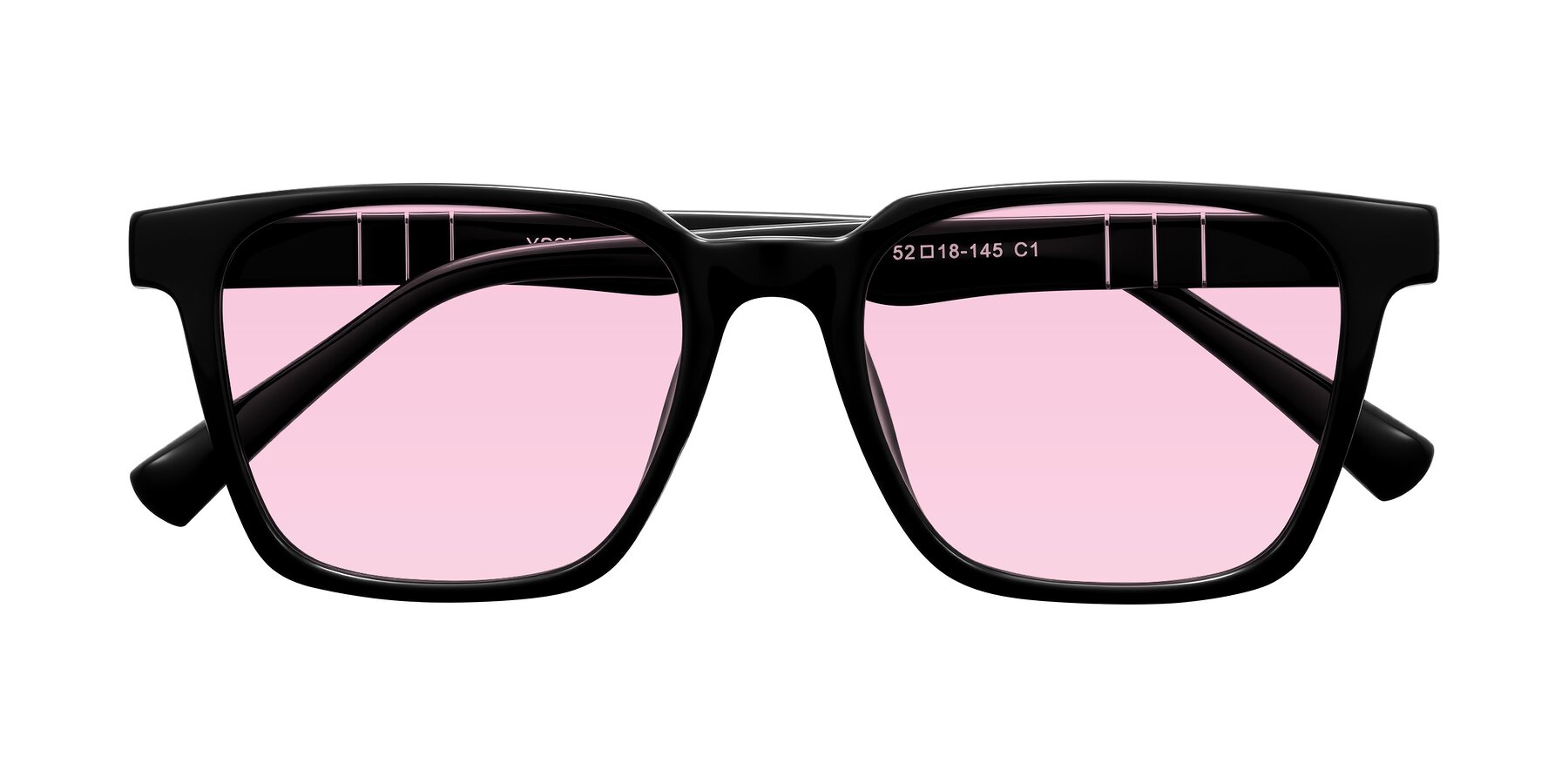 Folded Front of Doelum in Black with Light Pink Tinted Lenses