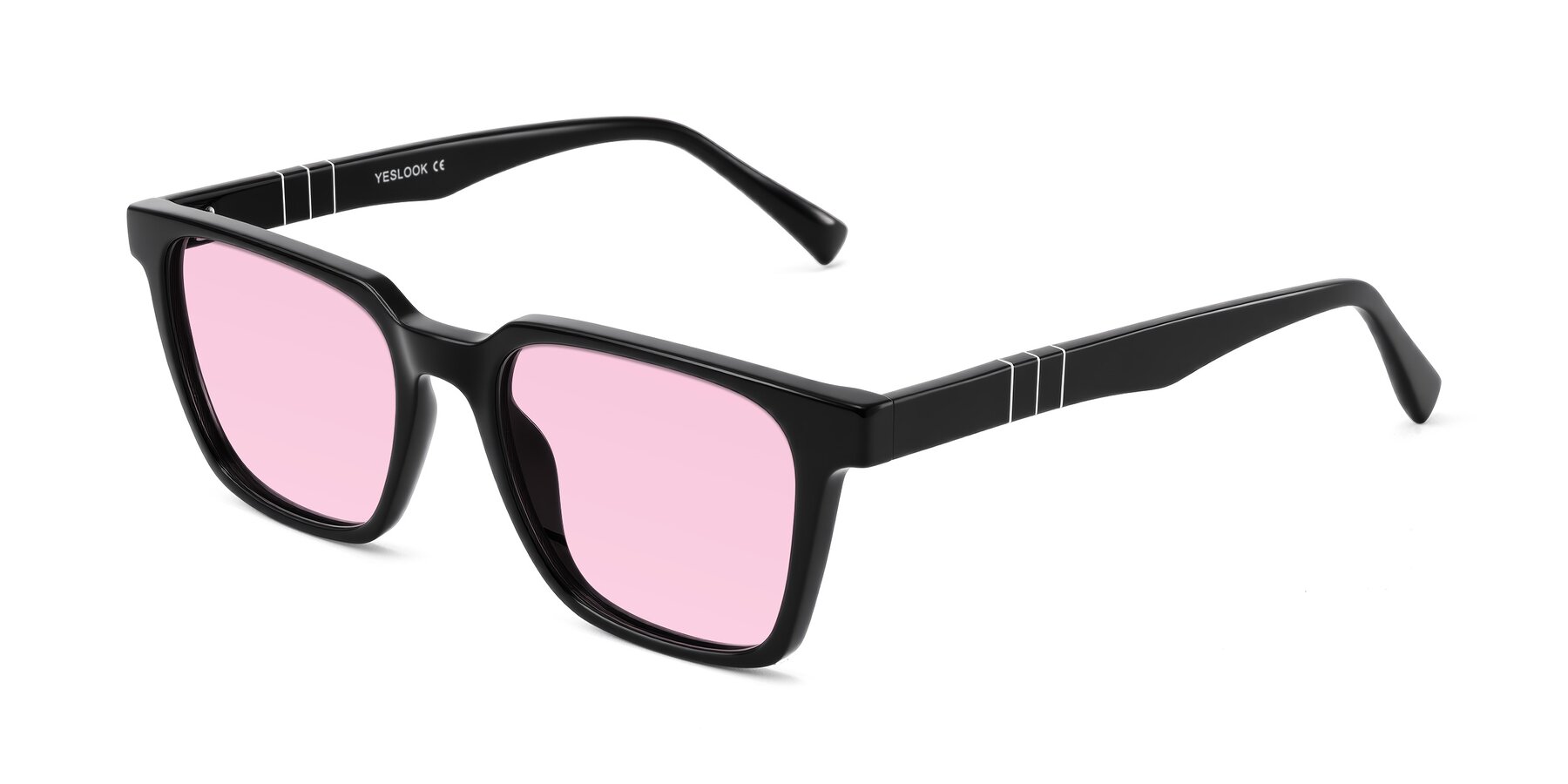 Angle of Doelum in Black with Light Pink Tinted Lenses