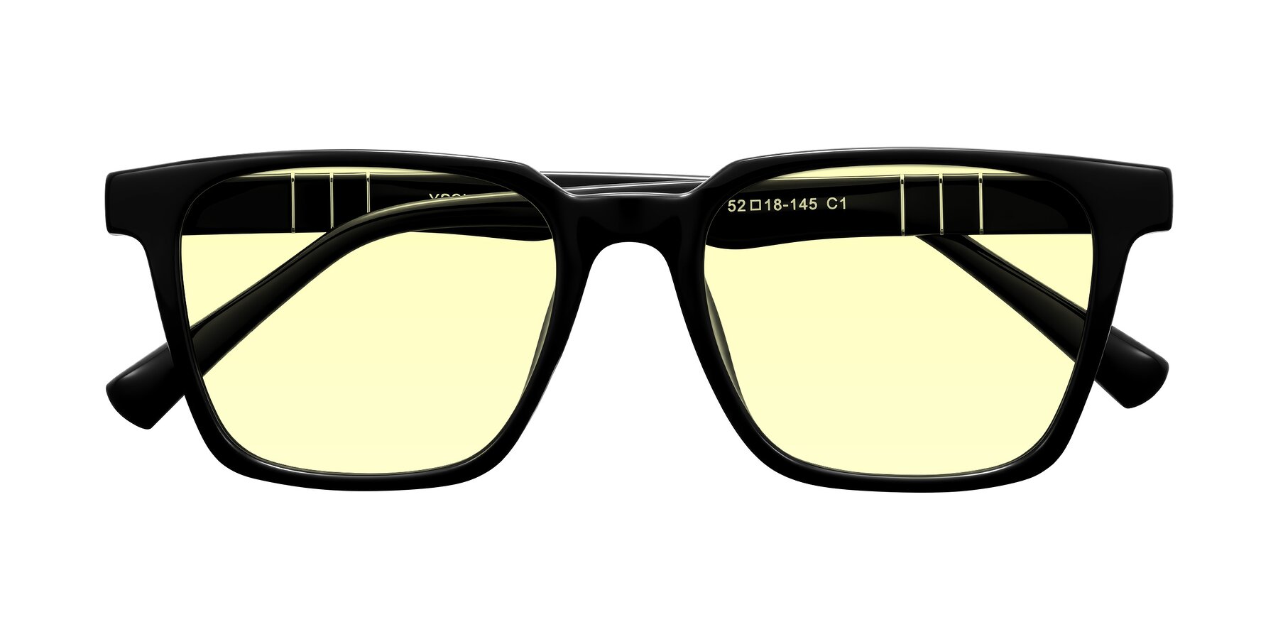 Folded Front of Doelum in Black with Light Yellow Tinted Lenses