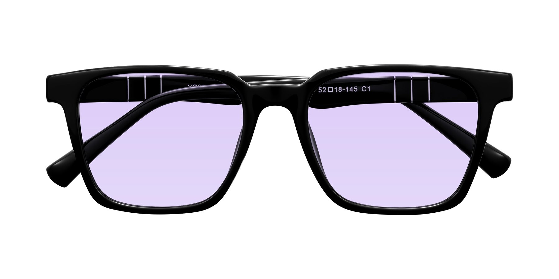 Folded Front of Doelum in Black with Light Purple Tinted Lenses