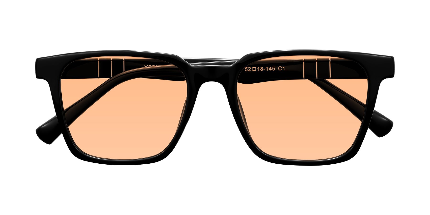 Folded Front of Doelum in Black with Light Orange Tinted Lenses