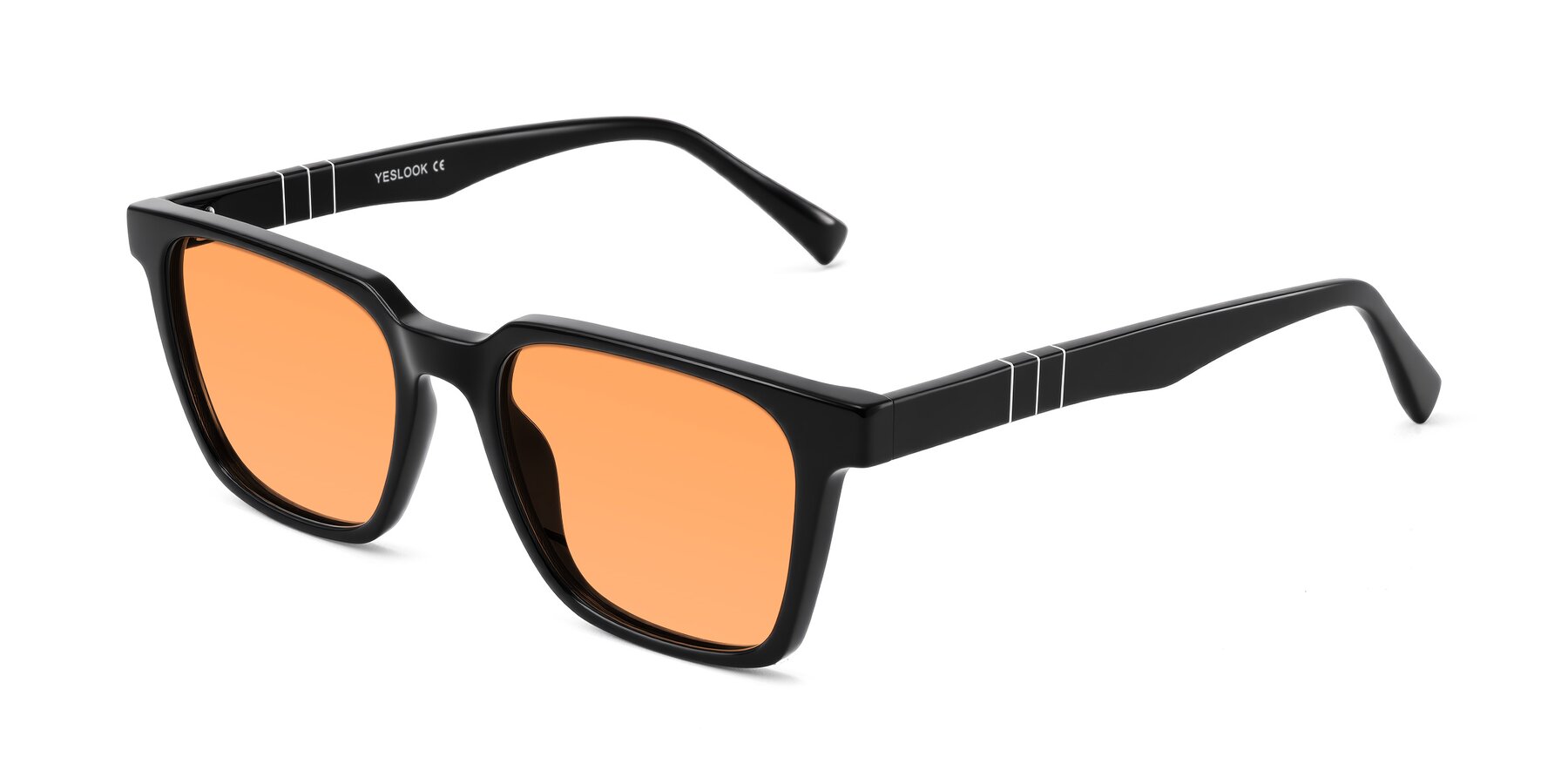 Angle of Doelum in Black with Medium Orange Tinted Lenses
