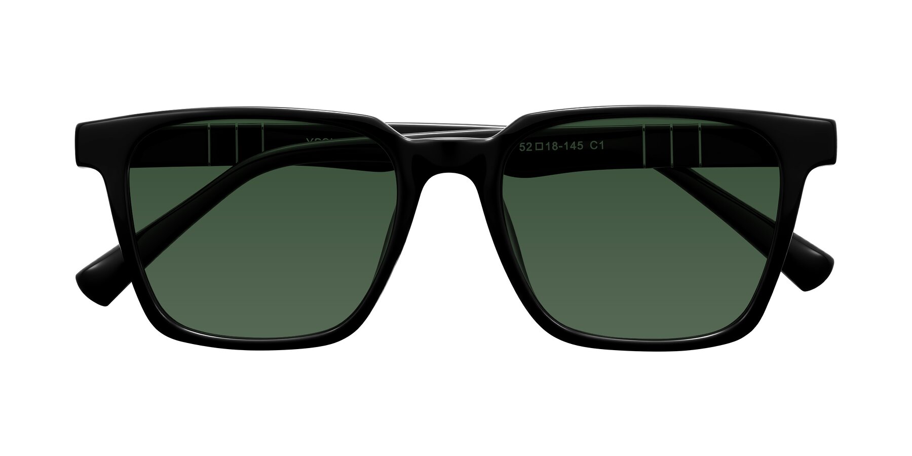 Folded Front of Doelum in Black with Green Tinted Lenses
