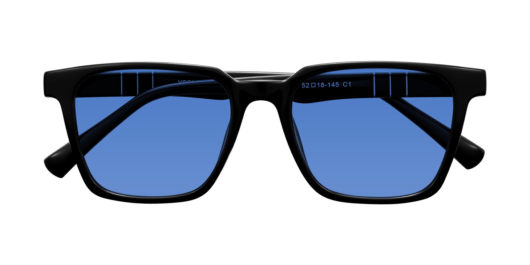 Folded Front of Doelum in Black with Blue Tinted Lenses