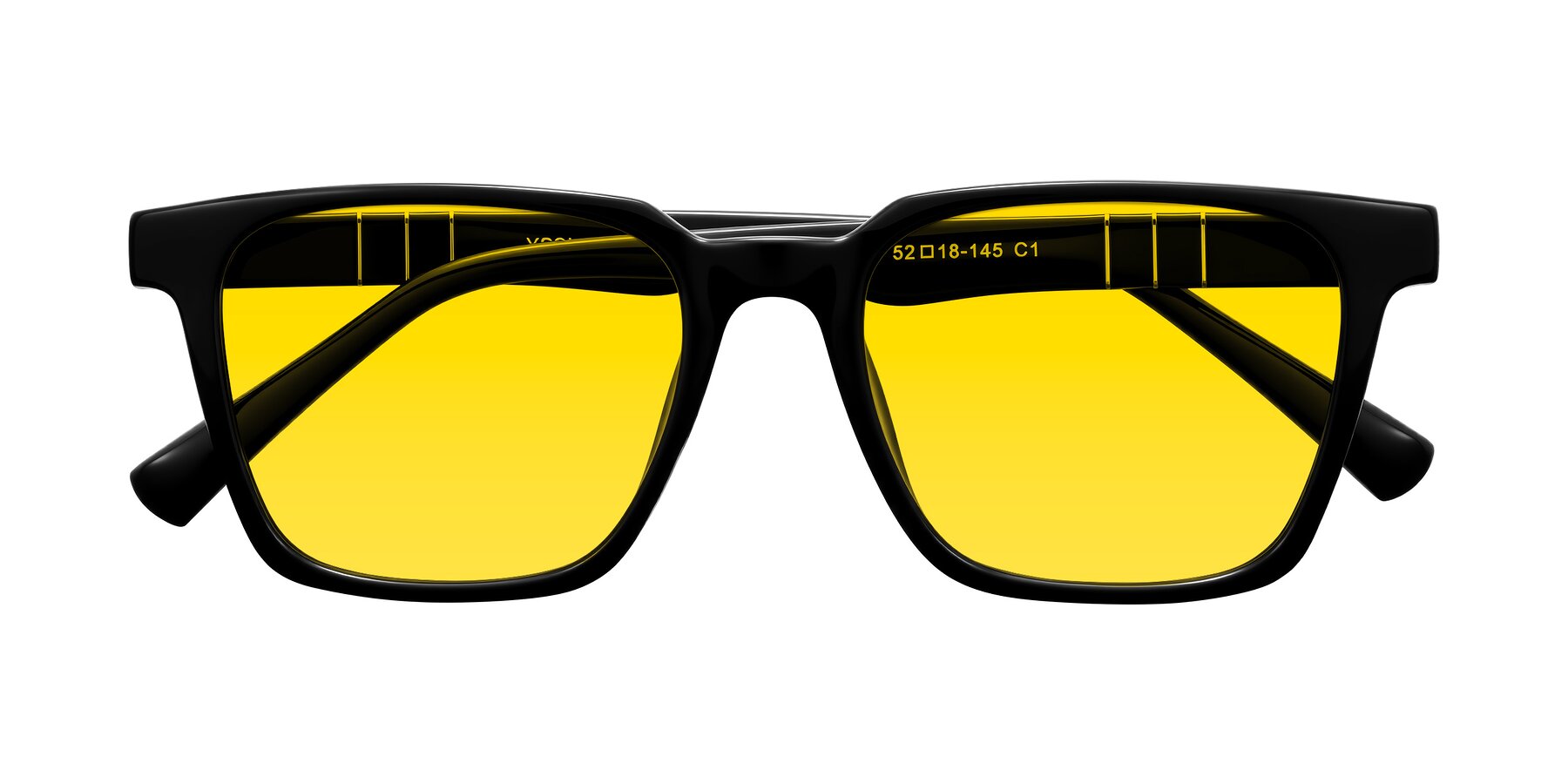 Folded Front of Doelum in Black with Yellow Tinted Lenses