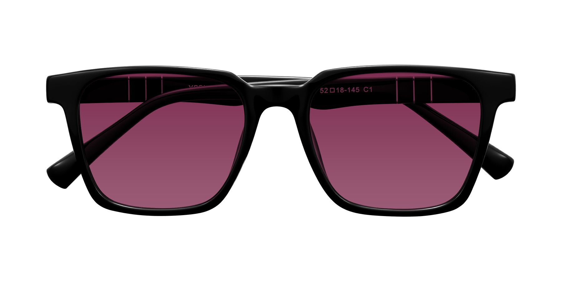Folded Front of Doelum in Black with Wine Tinted Lenses