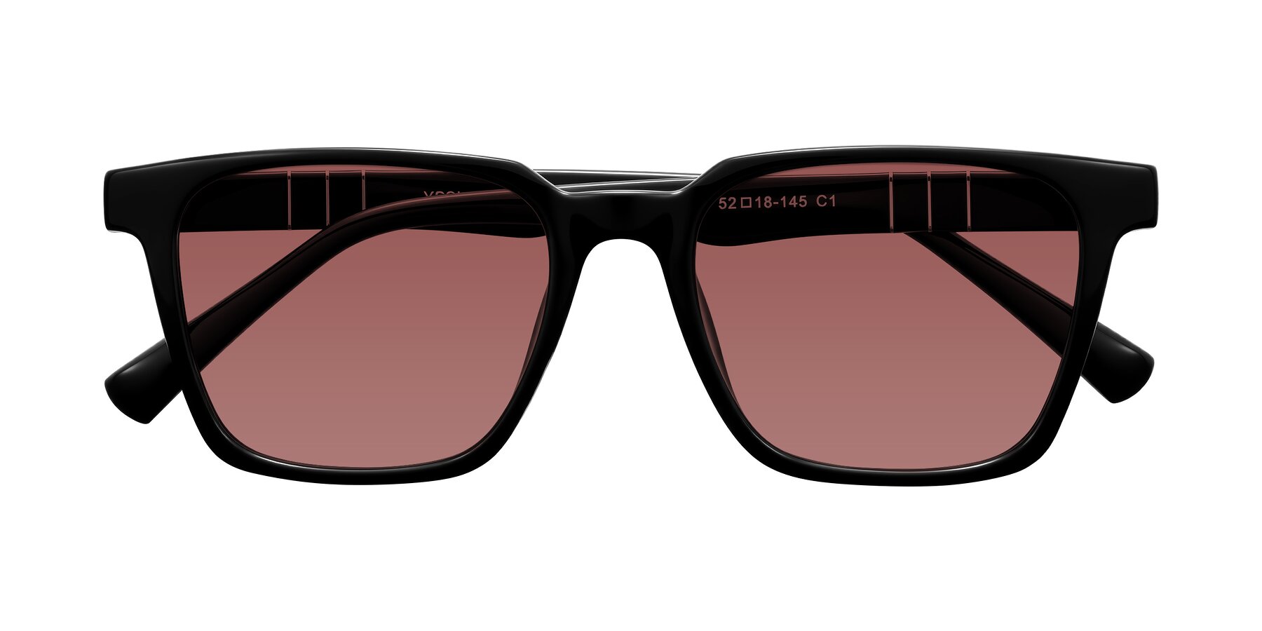 Folded Front of Doelum in Black with Garnet Tinted Lenses