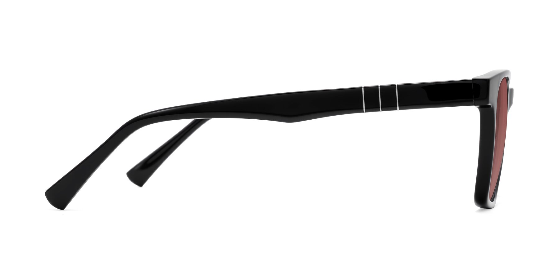 Side of Doelum in Black with Garnet Tinted Lenses