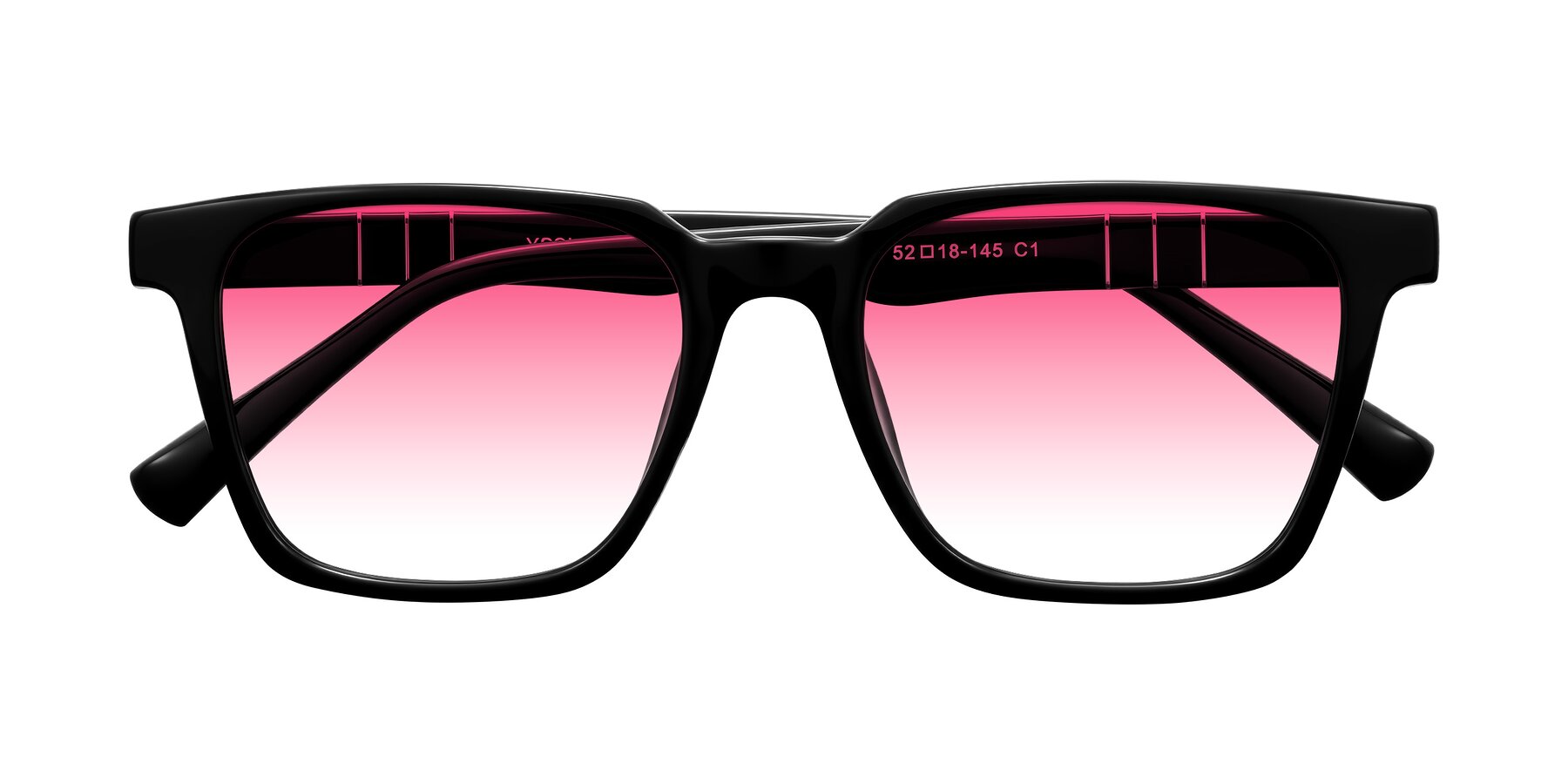 Folded Front of Doelum in Black with Pink Gradient Lenses