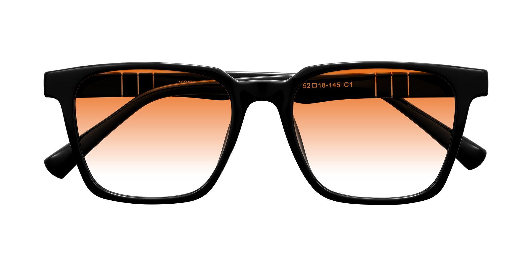 Folded Front of Doelum in Black with Orange Gradient Lenses