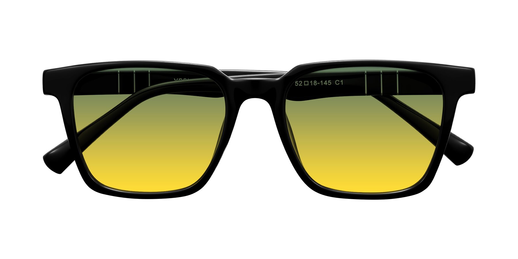 Folded Front of Doelum in Black with Green / Yellow Gradient Lenses
