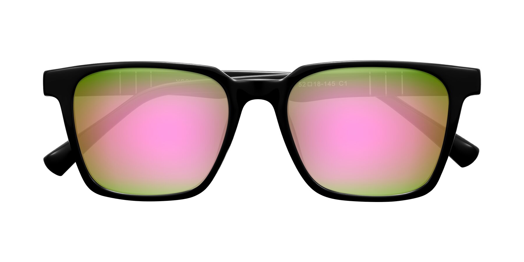 Folded Front of Doelum in Black with Pink Mirrored Lenses