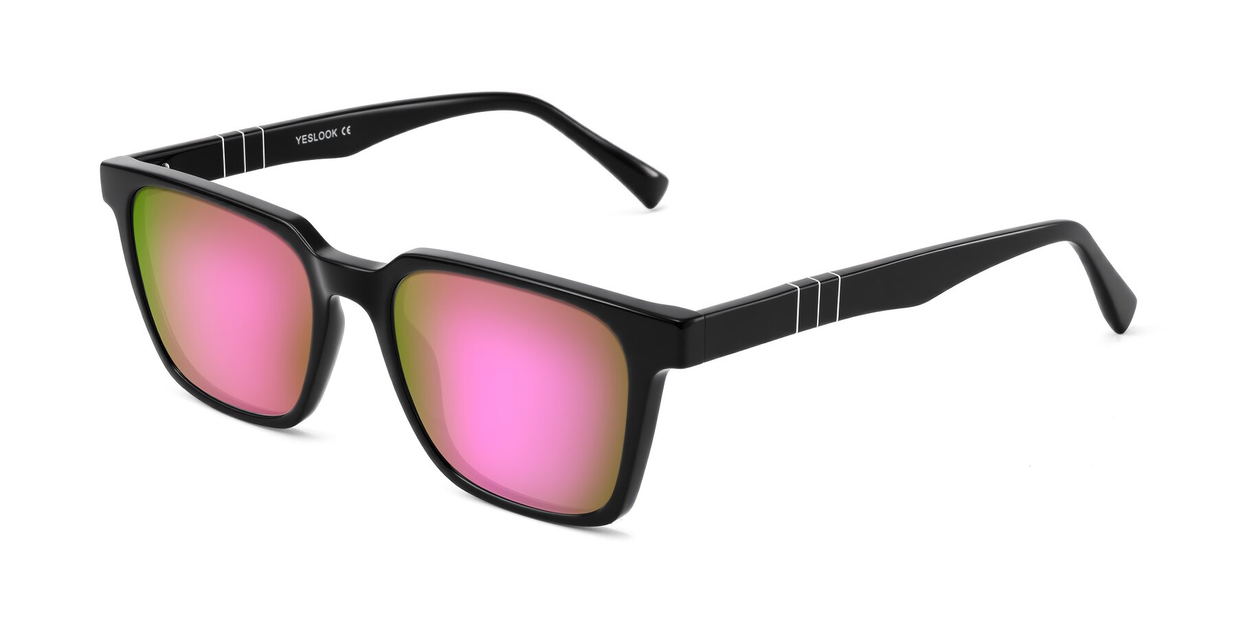 Angle of Doelum in Black with Pink Mirrored Lenses