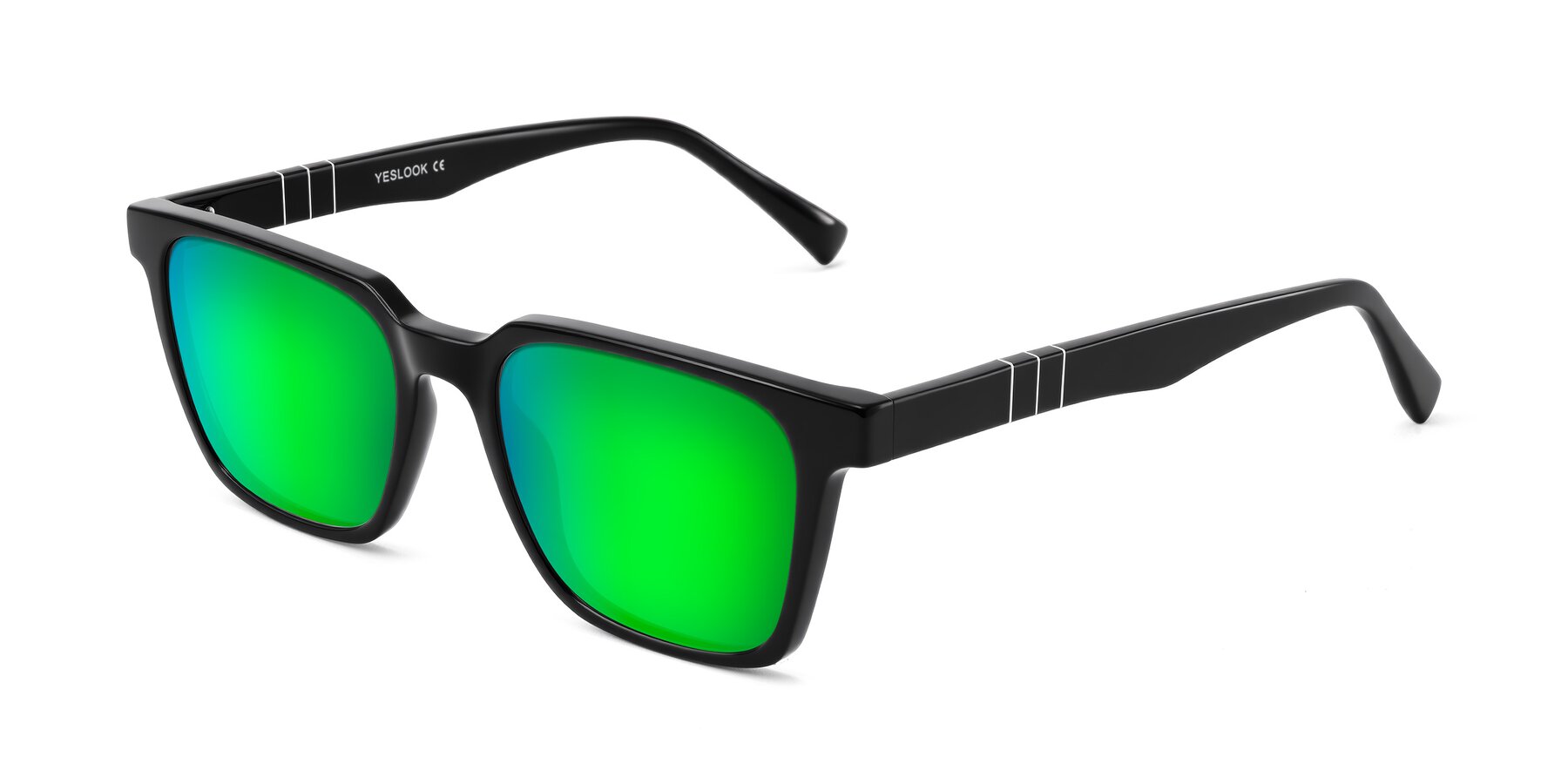 Angle of Doelum in Black with Green Mirrored Lenses