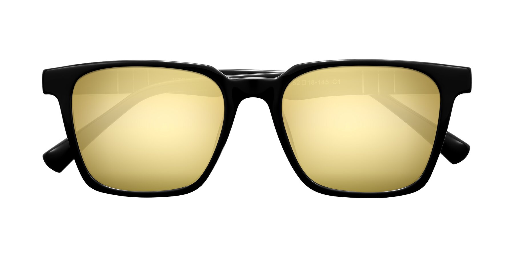 Folded Front of Doelum in Black with Gold Mirrored Lenses