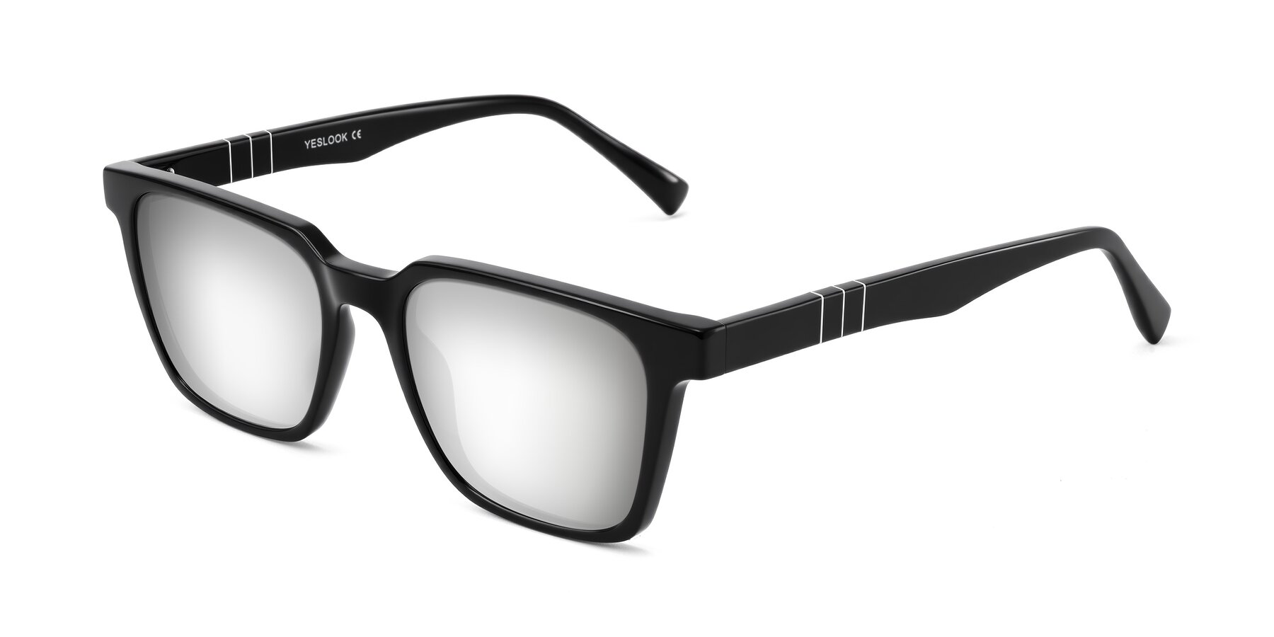 Angle of Doelum in Black with Silver Mirrored Lenses