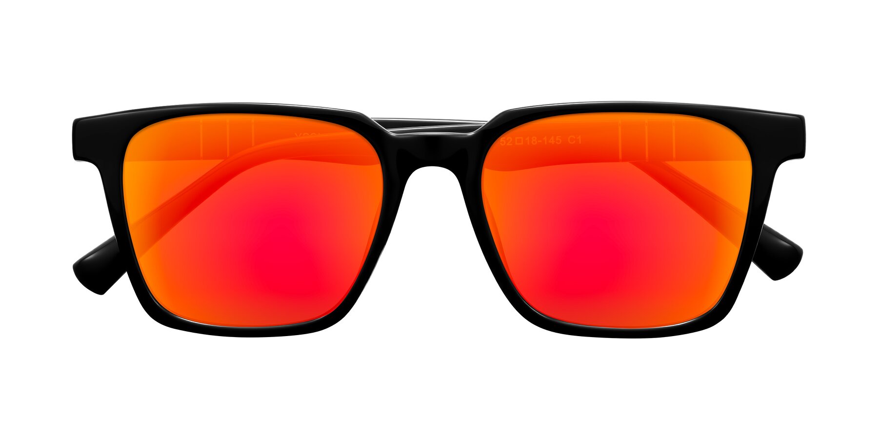 Folded Front of Doelum in Black with Red Gold Mirrored Lenses